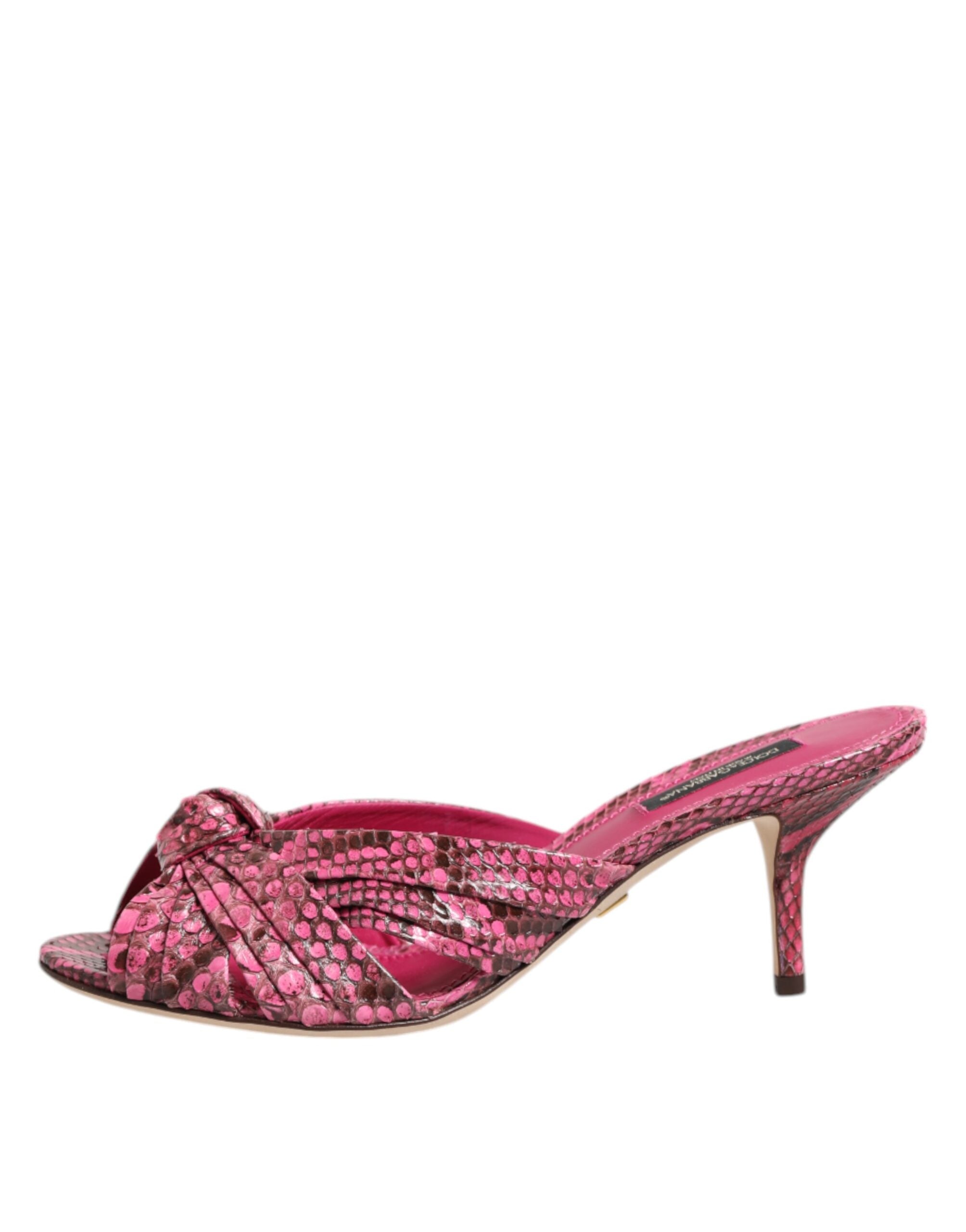 Dolce & Gabbana Rosa Leder Absätze Rutschen Sandalen Schuhe