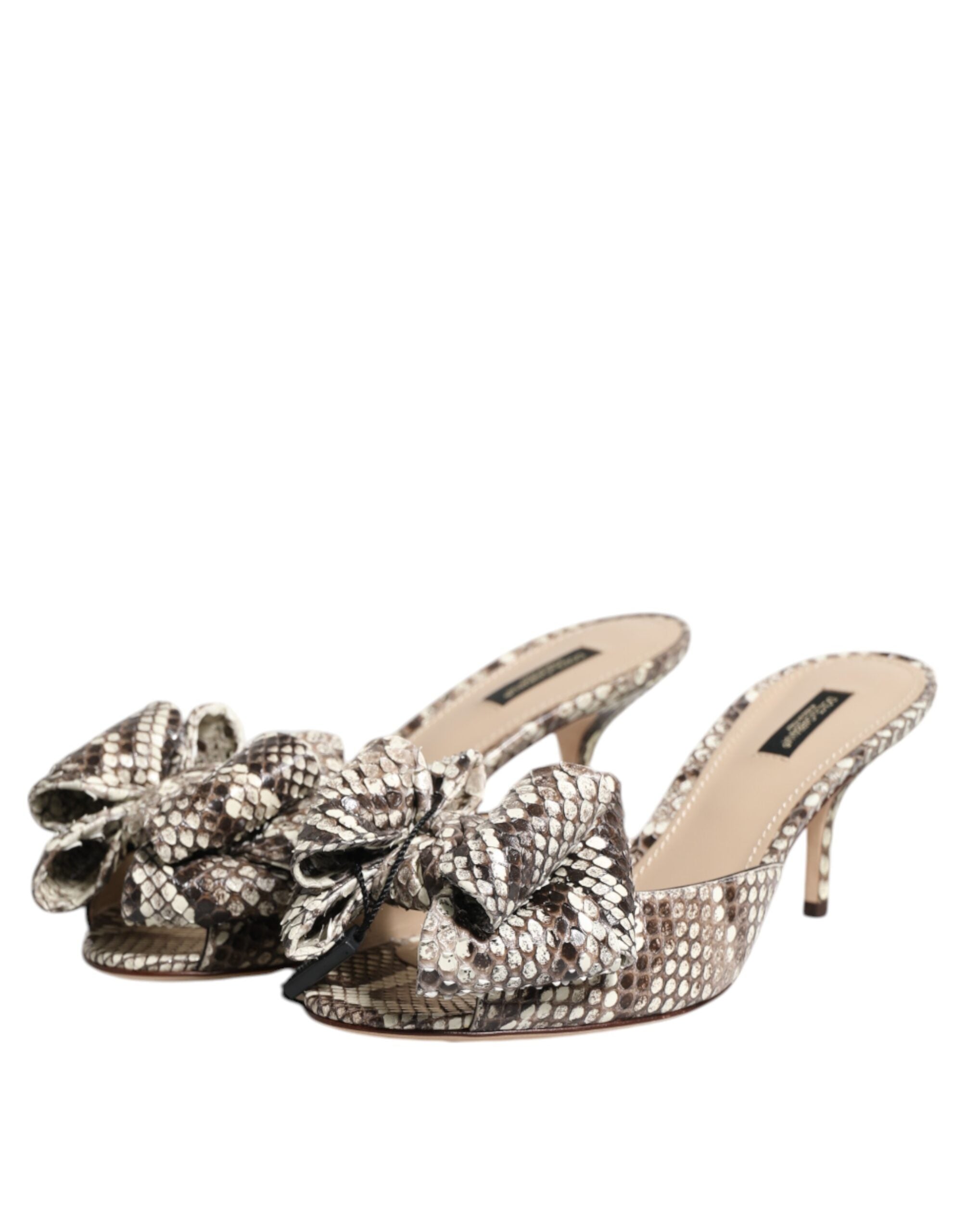 Dolce & Gabbana Multicolor Keira Schleife Leder Peep Toe Mules Schuhe