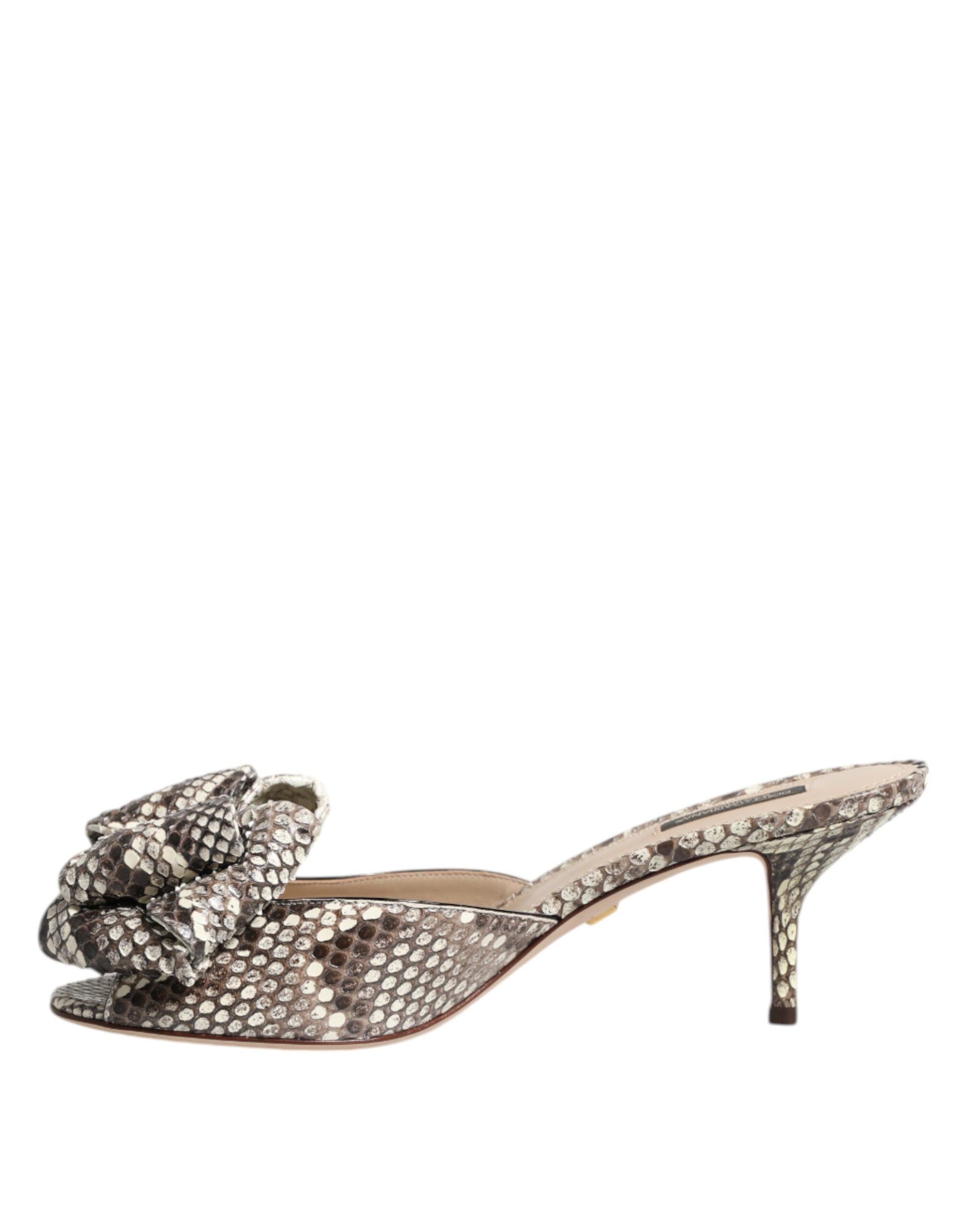 Dolce & Gabbana Multicolor Keira Schleife Leder Peep Toe Mules Schuhe