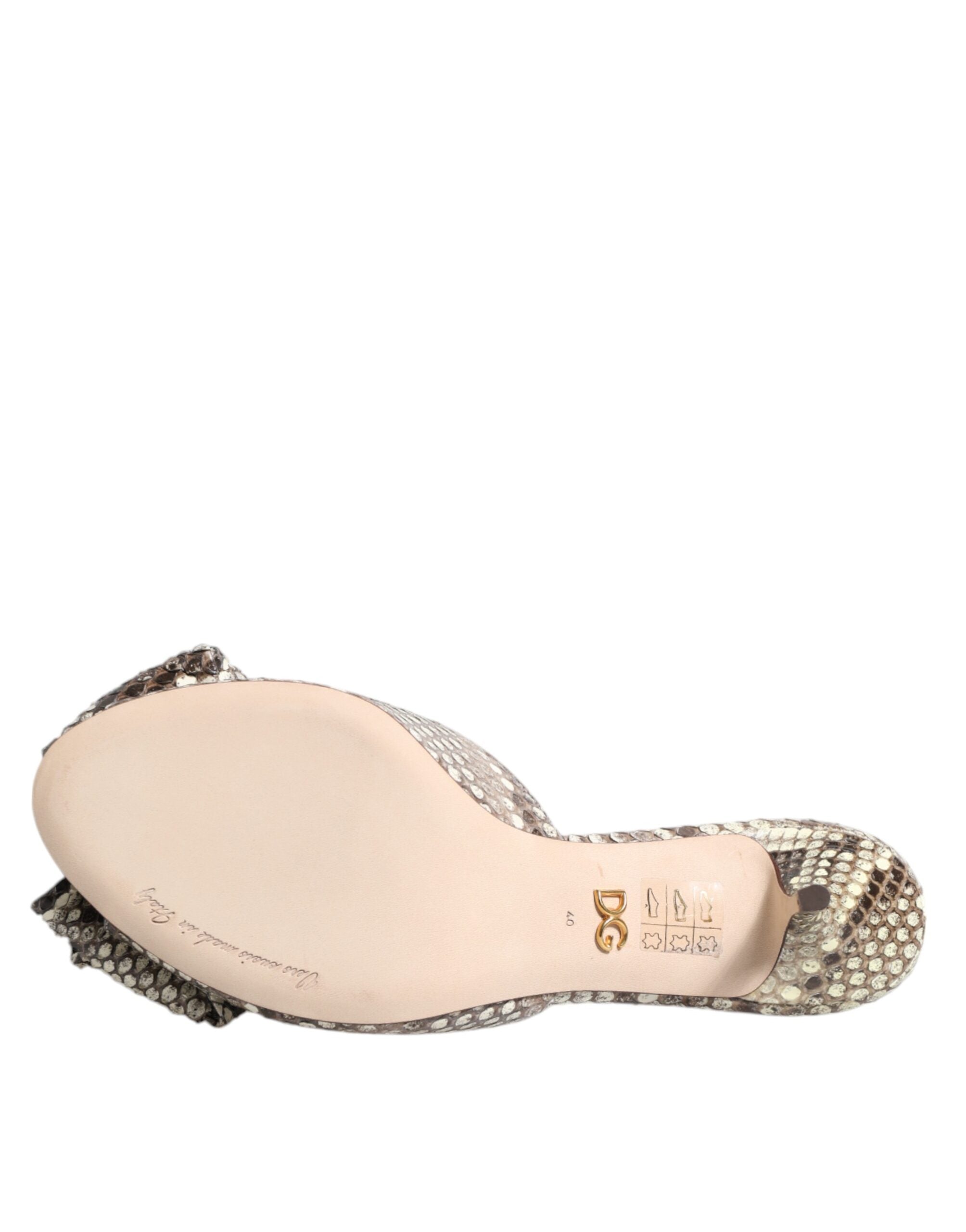 Dolce & Gabbana Multicolor Keira Schleife Leder Peep Toe Mules Schuhe
