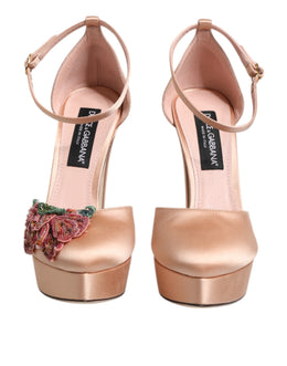 Dolce & Gabbana Rosa Blockabsatz Knöchelriemen Sandalen Schuhe