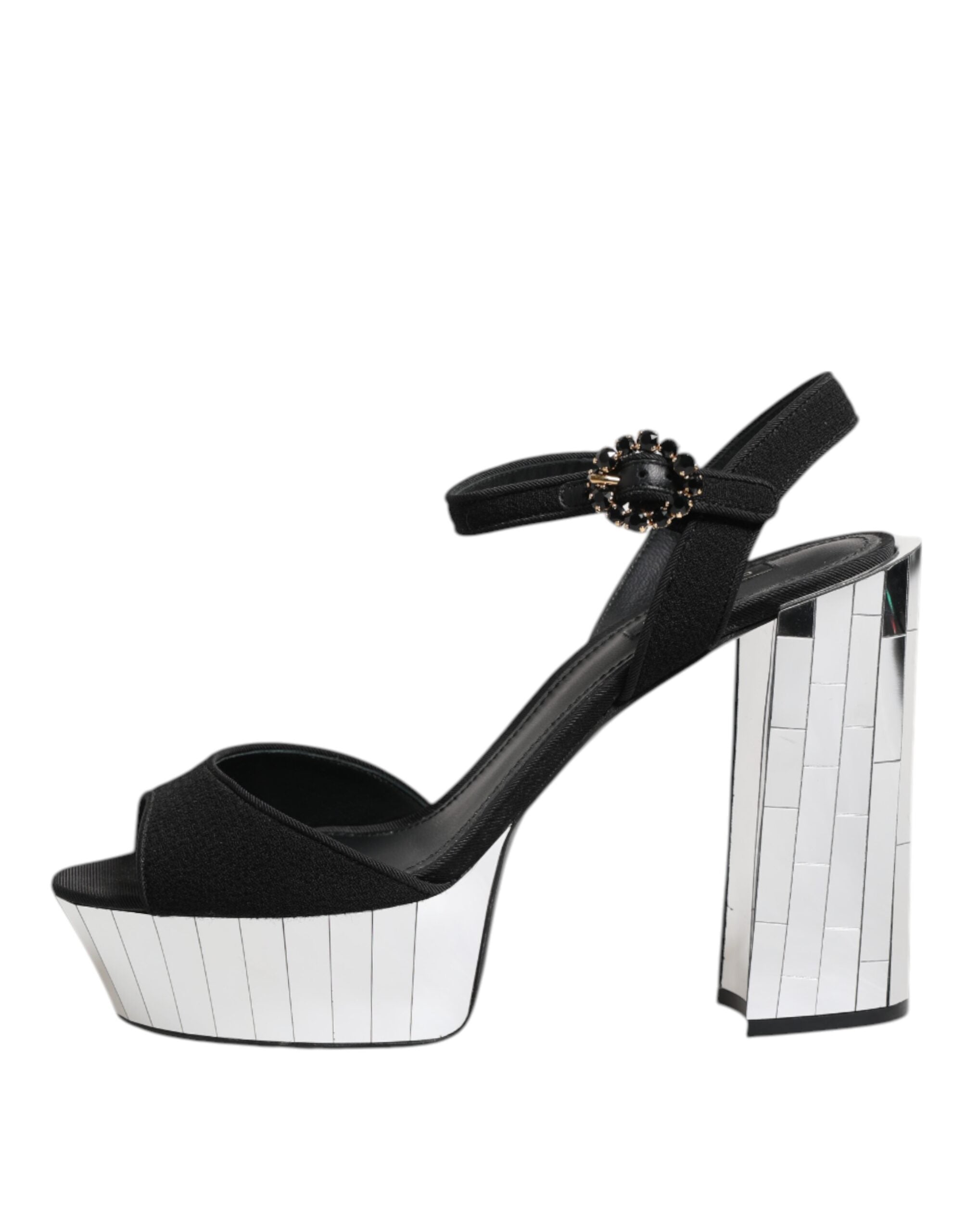 Dolce & Gabbana Schwarze Kristall-Knöchelriemen Keira Sandale Schuhe