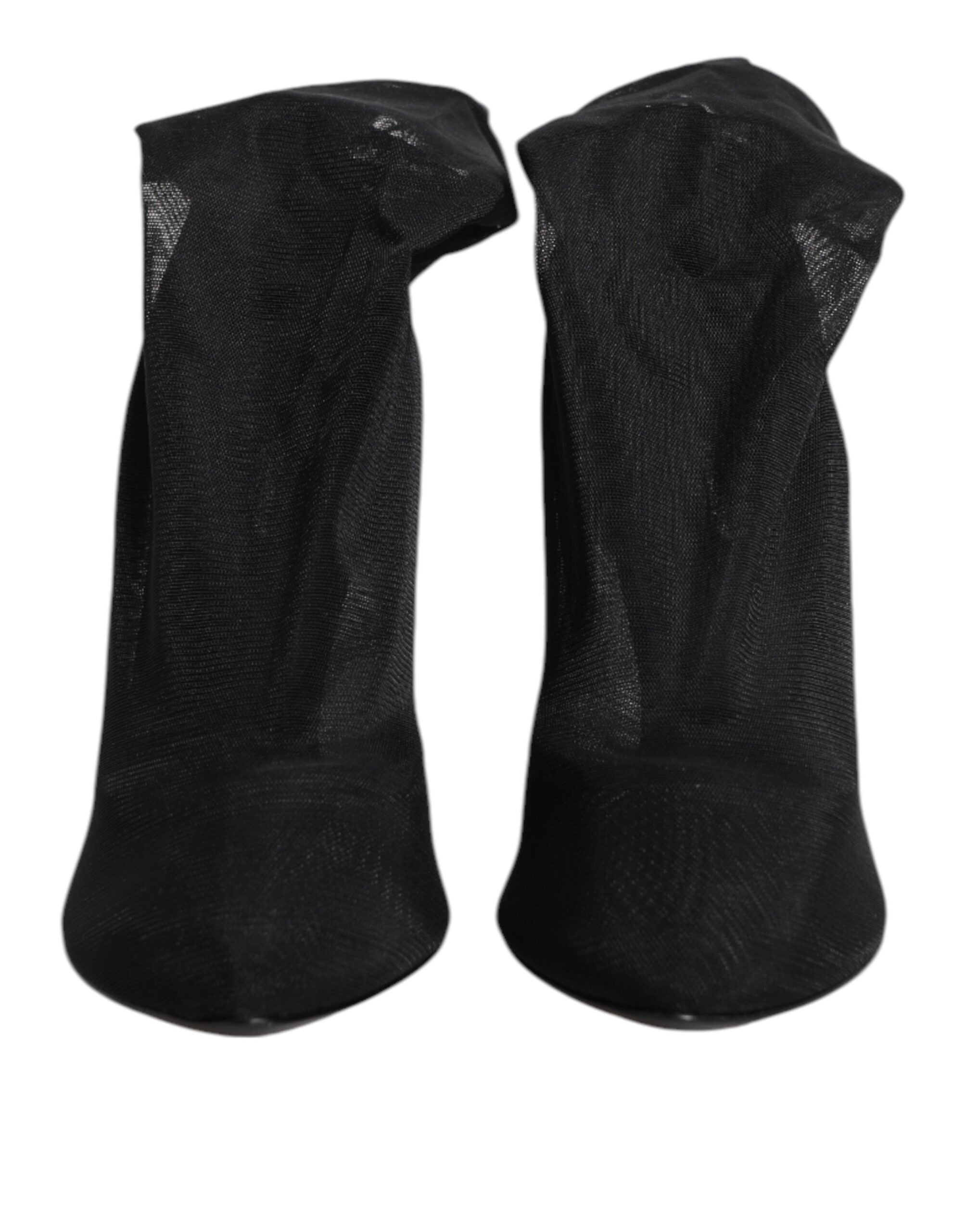 Dolce & Gabbana Schwarz Seide Stretch Mesh Socke Stiefel Schuhe