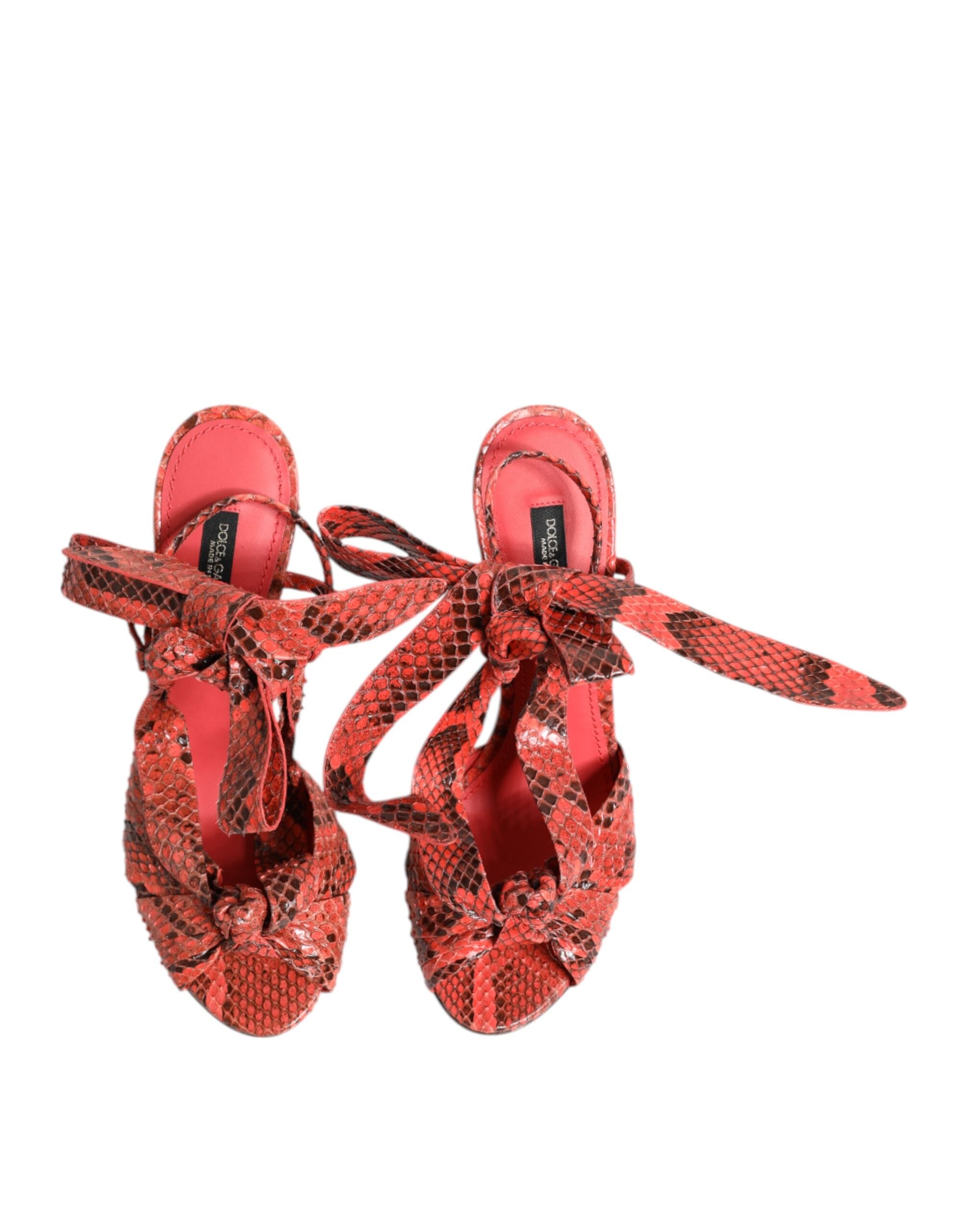 Dolce & Gabbana Koralle Python Leder Heels Sandalen Schuhe