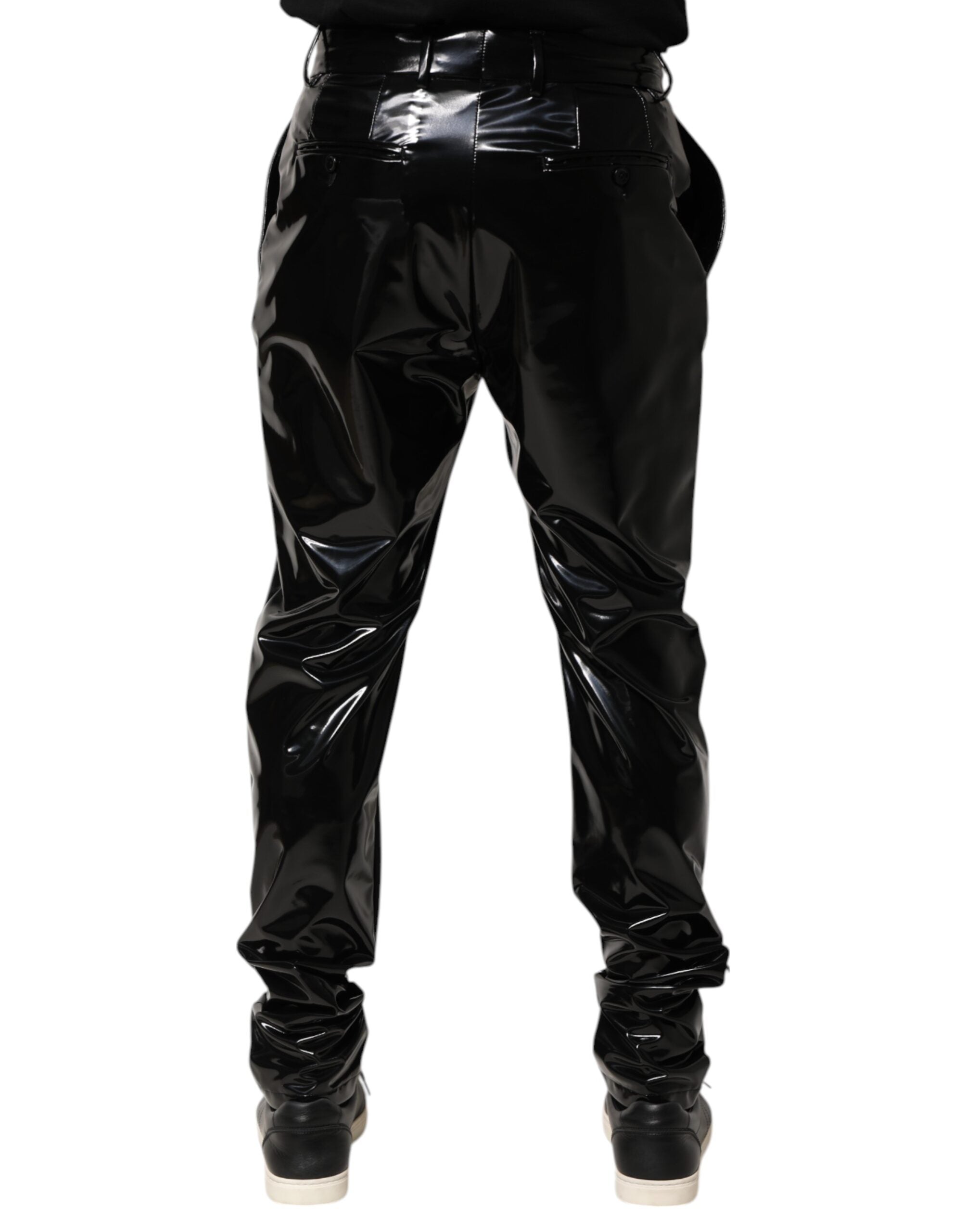 Dolce & Gabbana Schwarze Polyester Mid Waist Herren Hosen Hosen