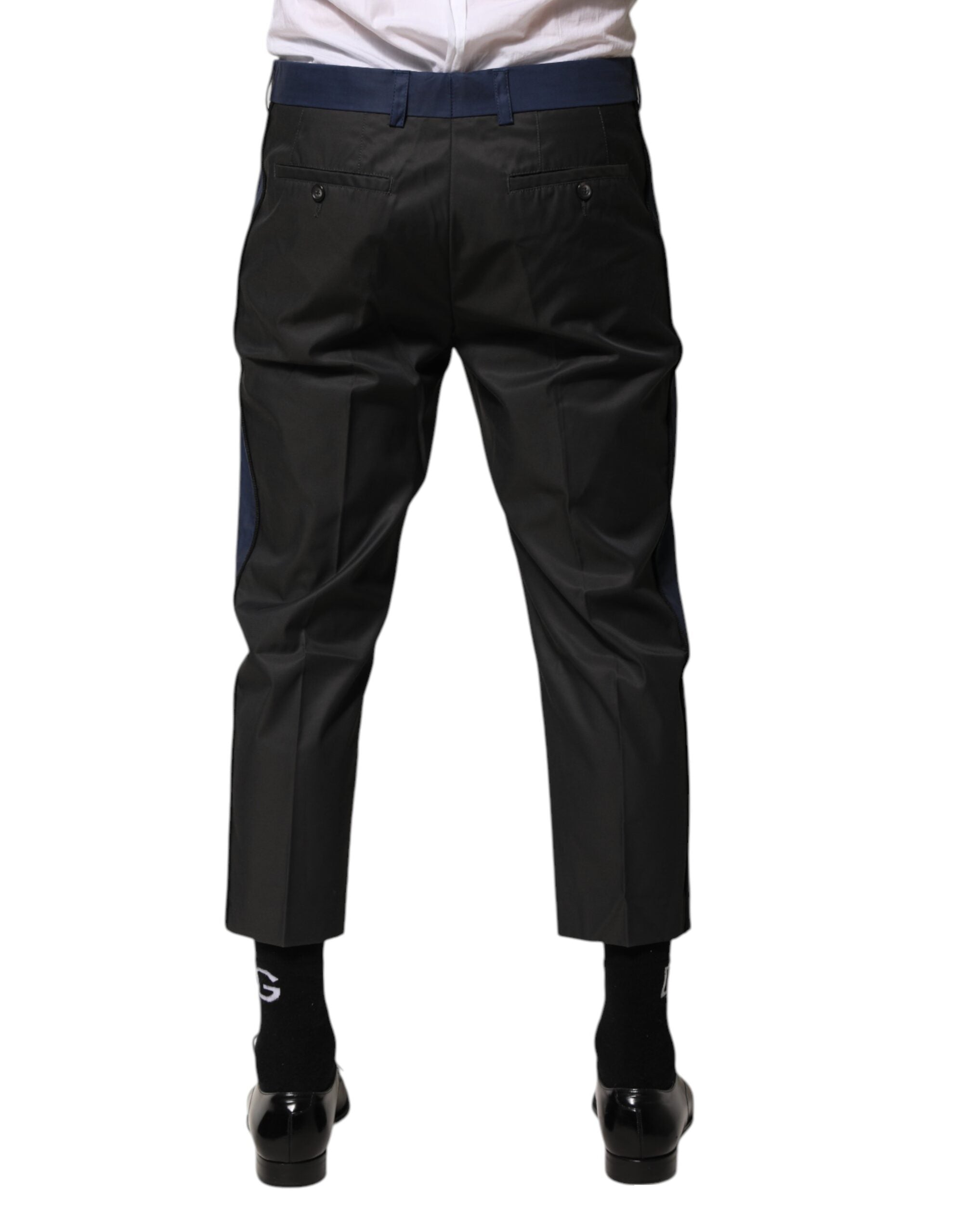 Dolce & Gabbana Grau Blau Baumwolle 3/4 Chinos Crop Hose Hosen Hose
