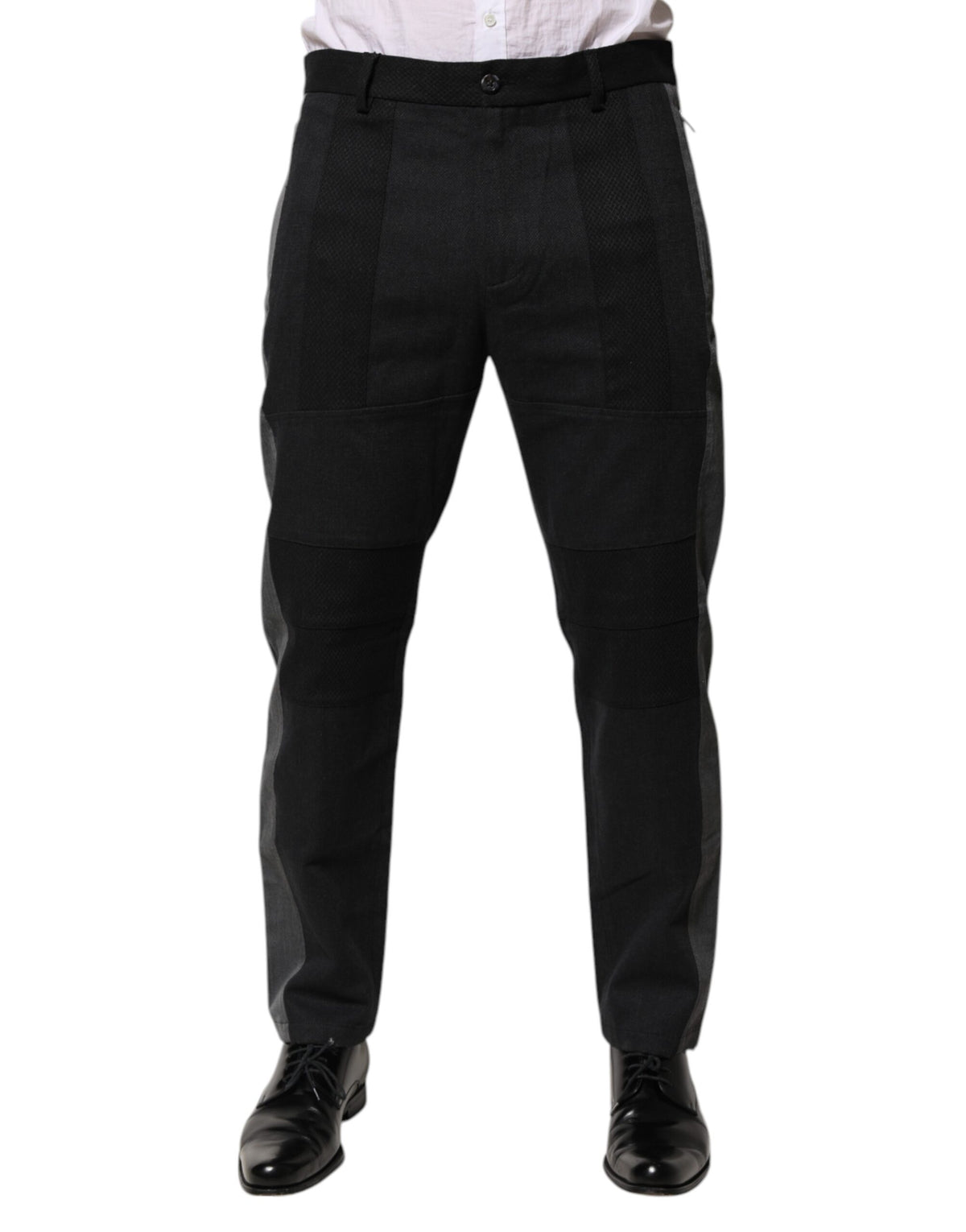 Dolce & Gabbana Schwarz Grau Baumwolle Kleid Formale Hose Hose