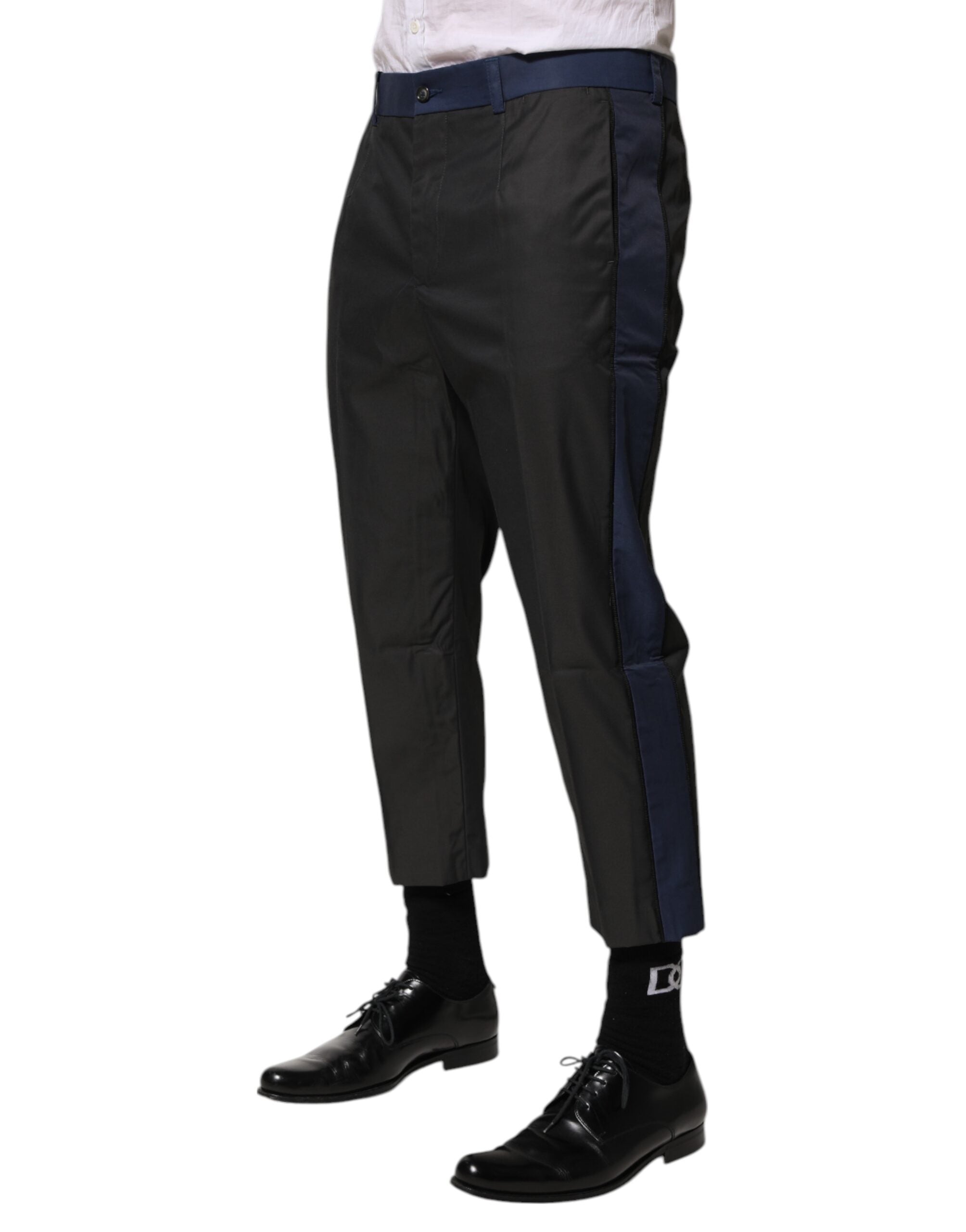 Dolce & Gabbana Grau Blau Baumwolle 3/4 Chinos Crop Hose Hosen Hose