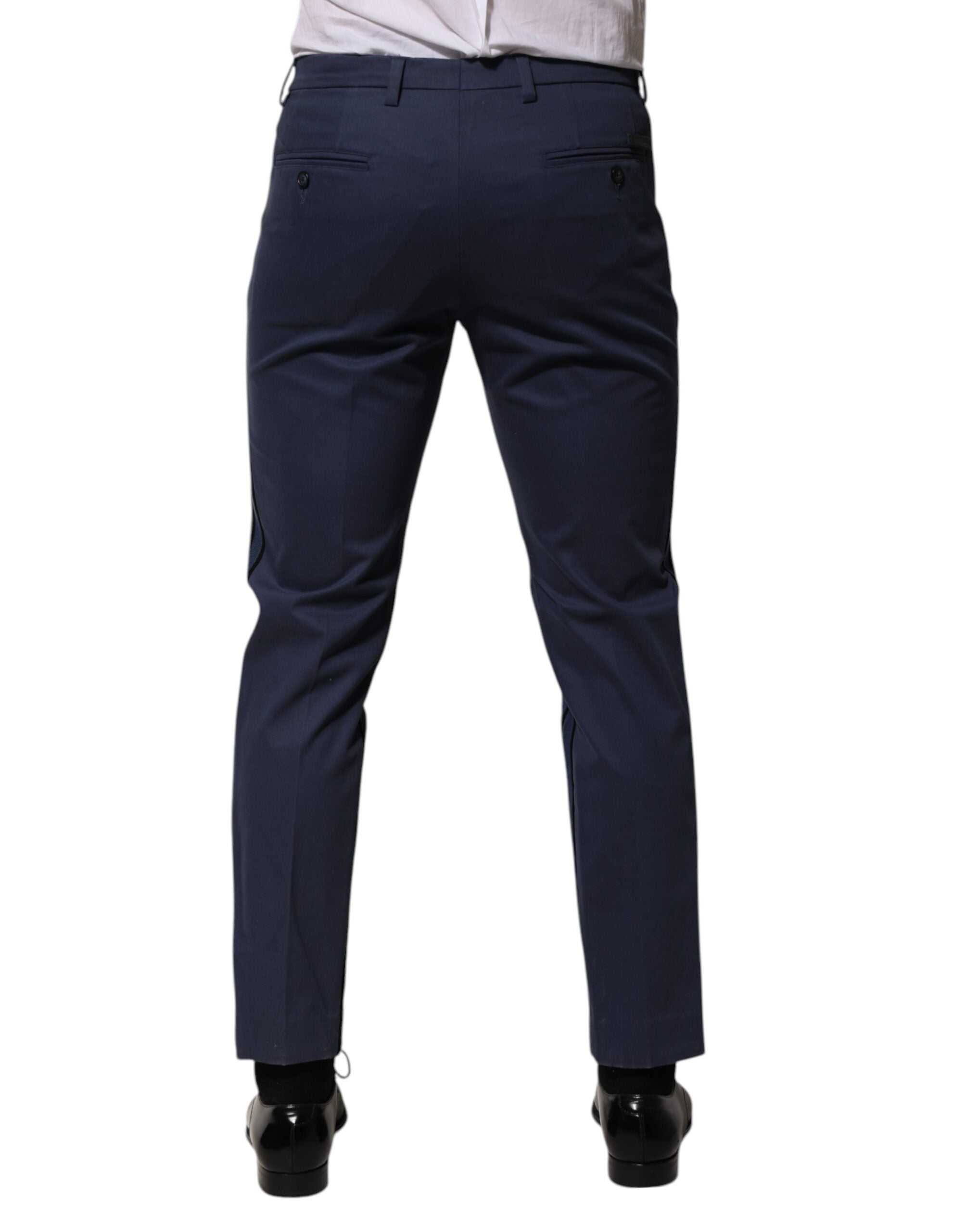Dolce & Gabbana Blaue Baumwolle konisch zulaufend Herren Formal Hosen Hosen