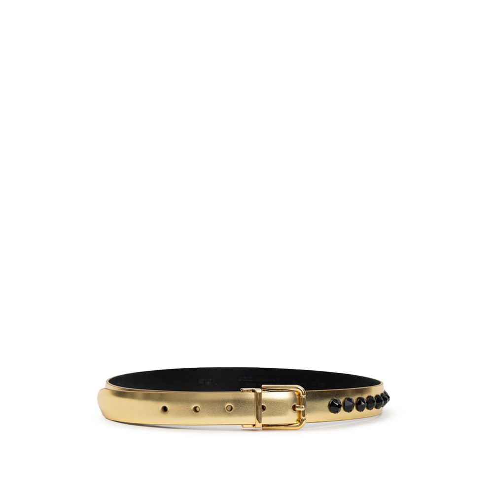 Dolce & Gabbana Goldfarbener Ledergürtel, Regular