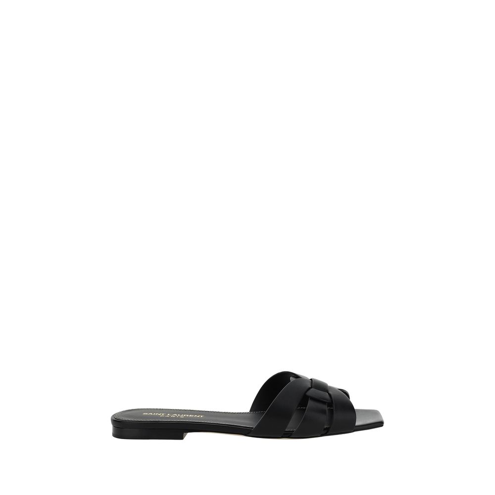 Saint Laurent Schwarze Bos Taurus Kalbsleder Riemchen-Sandalen
