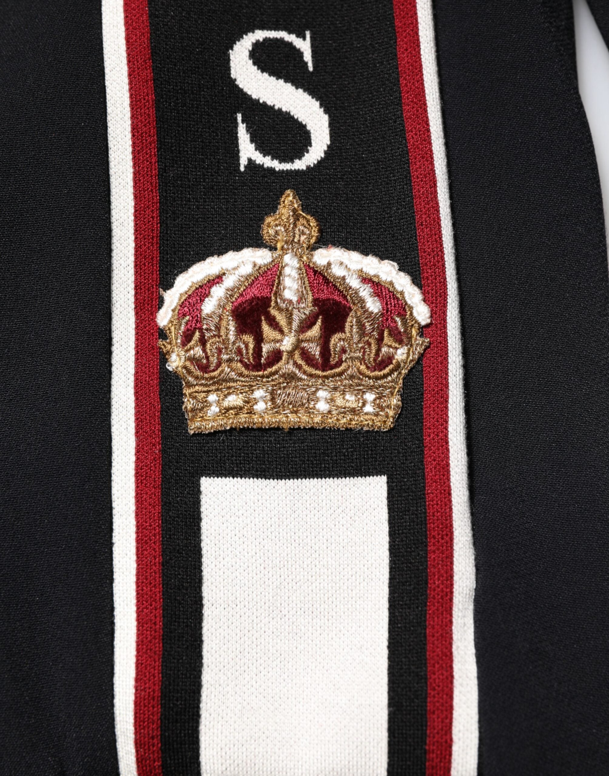 Dolce & Gabbana Schwarzes DG King Sweatshirt mit durchgehendem Reißverschluss Pullover