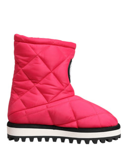 Dolce & Gabbana Rosa Weiß Viskose Gepolsterte Mittlere Wadenstiefel Schuhe