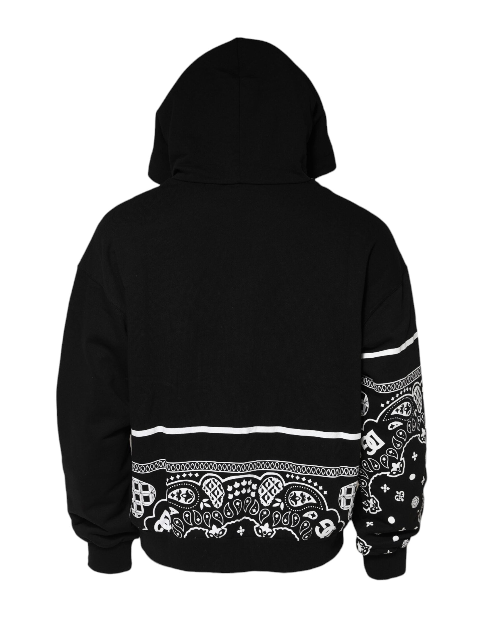 Dolce & Gabbana Schwarzer Kapuzenpullover mit Bandana-Print für Herren