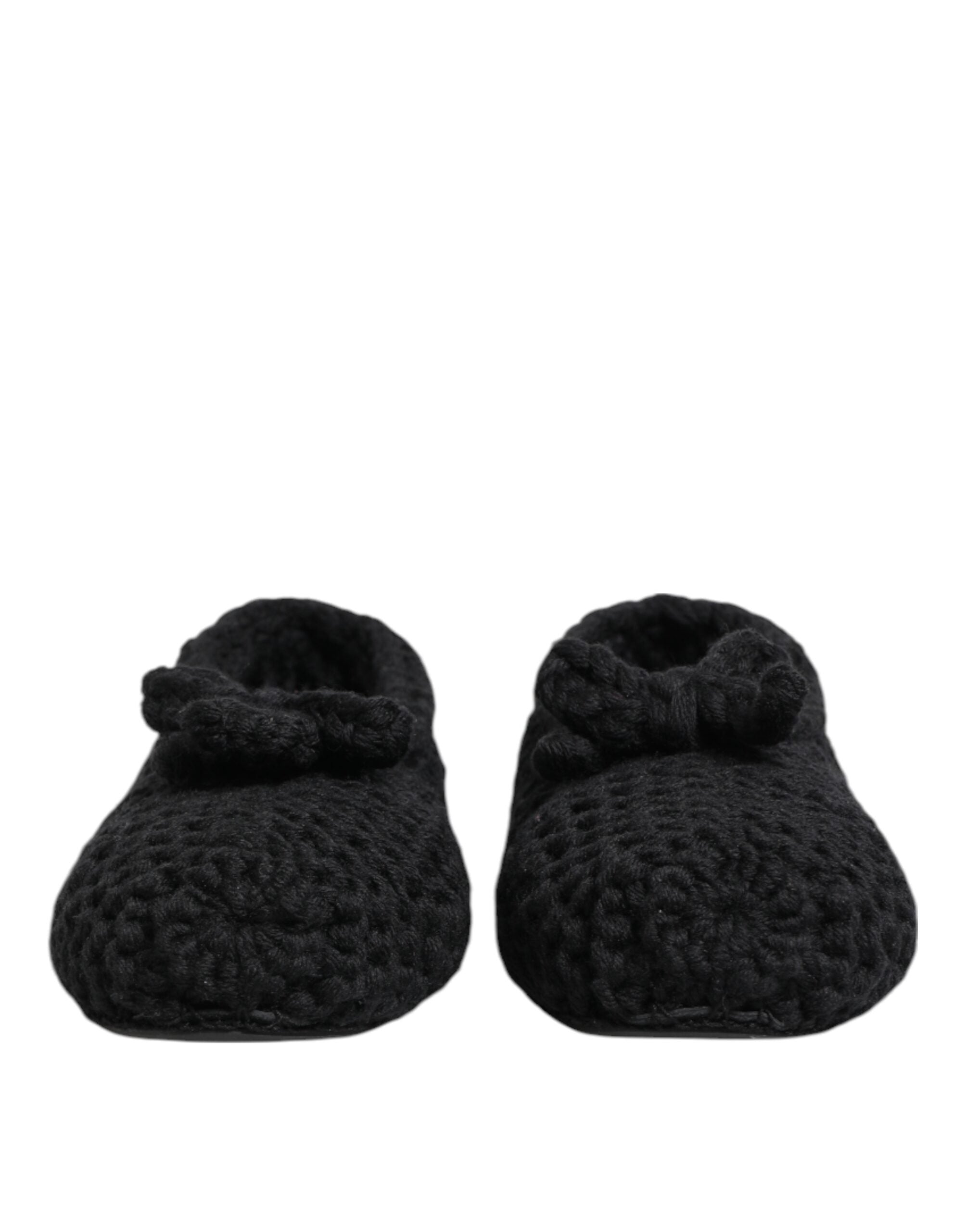 Dolce & Gabbana Schwarz Wolle stricken Slip On Ballerina Flats Schuhe