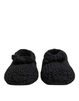 Dolce & Gabbana Schwarz Wolle stricken Slip On Ballerina Flats Schuhe
