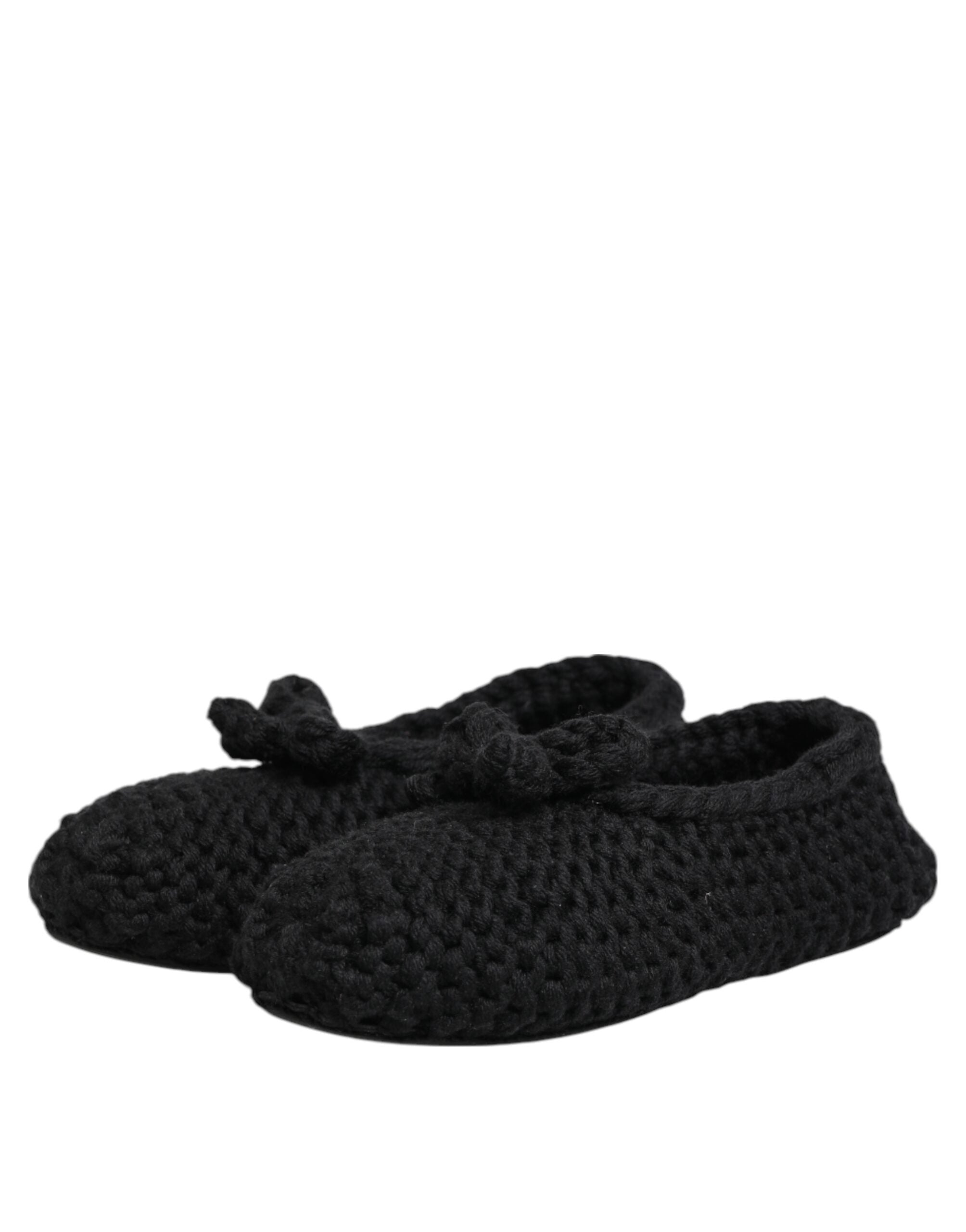 Dolce & Gabbana Schwarz Wolle stricken Slip On Ballerina Flats Schuhe