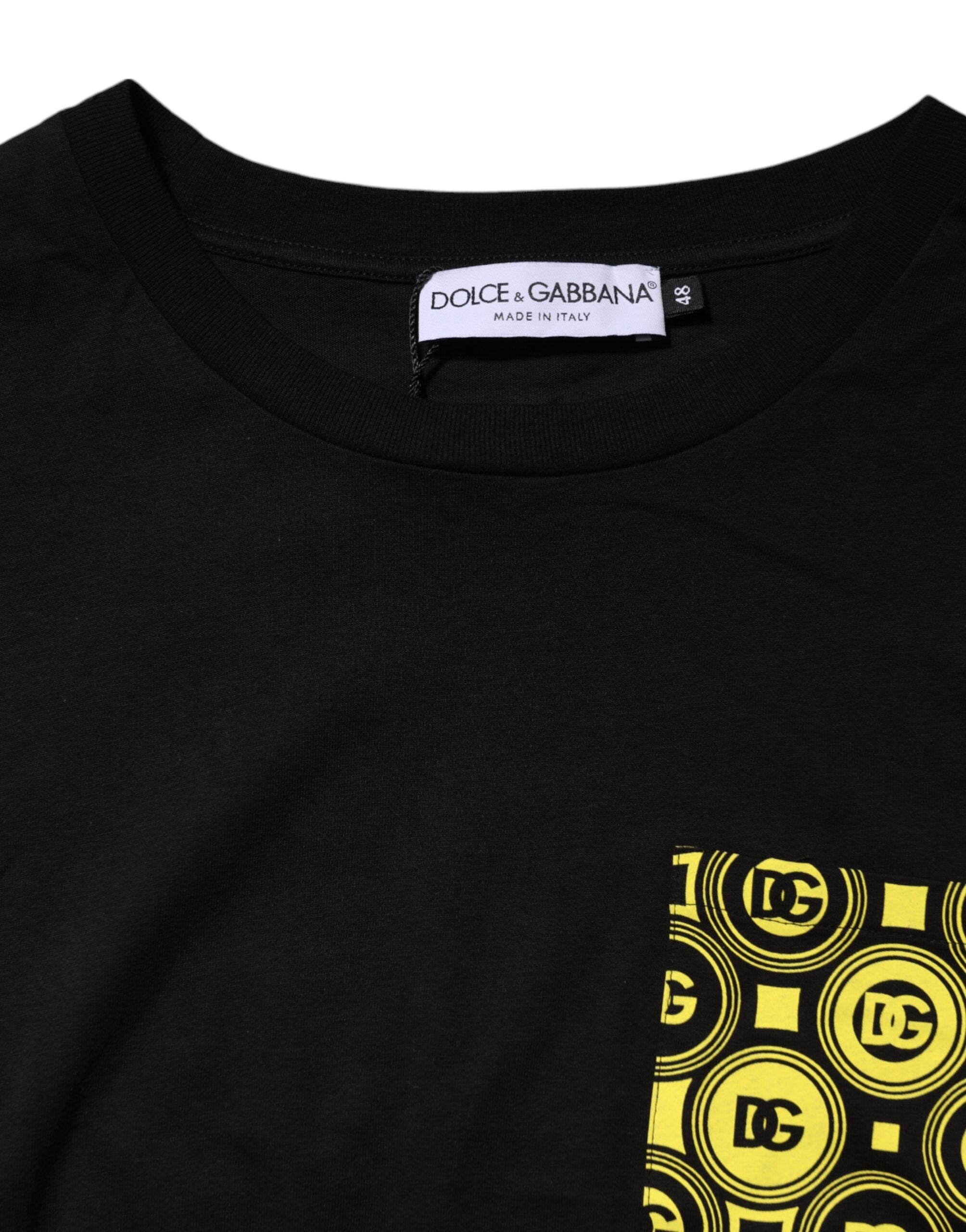 Dolce & Gabbana Schwarzes minimalistisches T-Shirt mit Rundhalsausschnitt aus Baumwolle