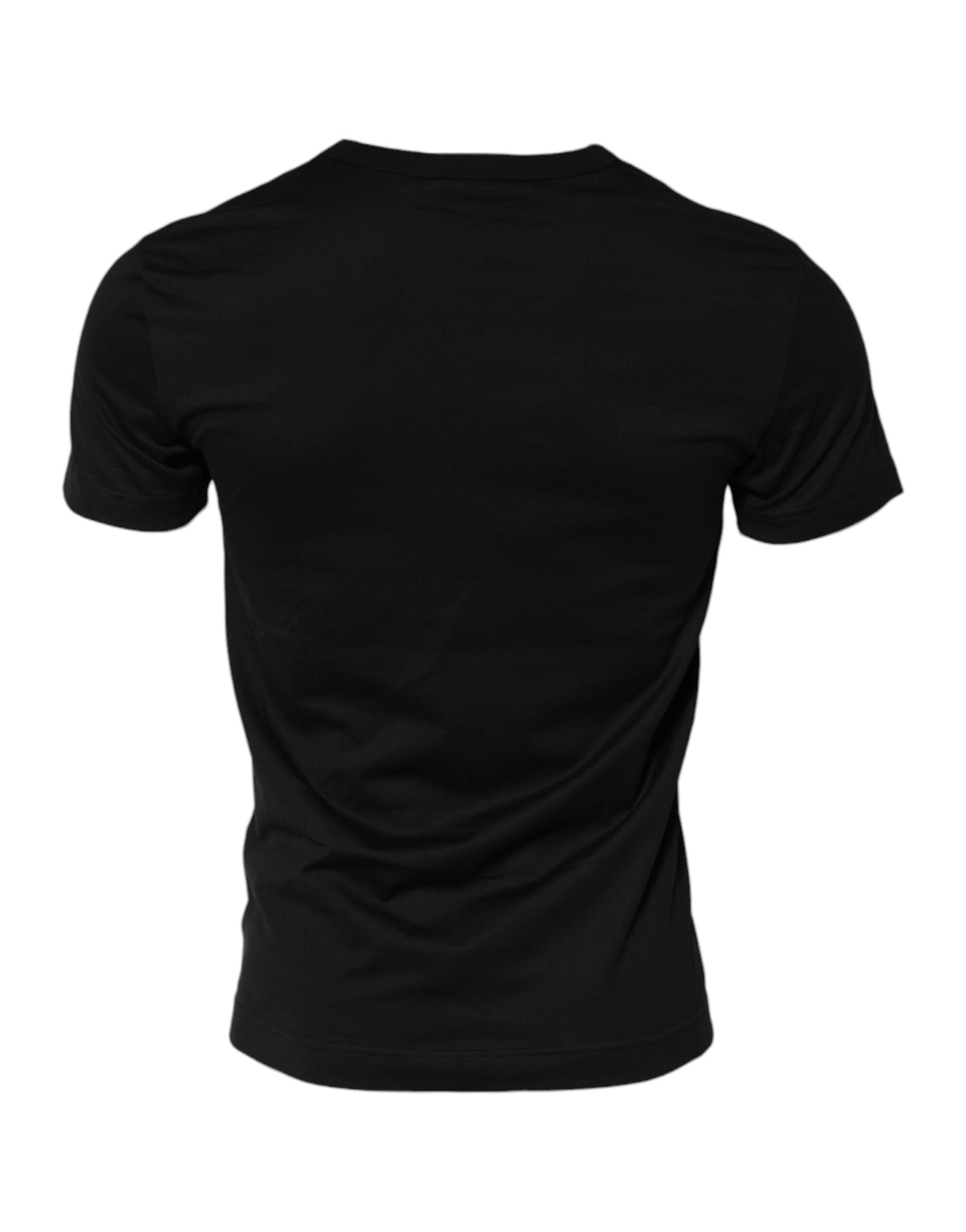 Dolce & Gabbana Schwarzes Baumwoll-Crewneck-T-Shirt mit kurzen Ärmeln