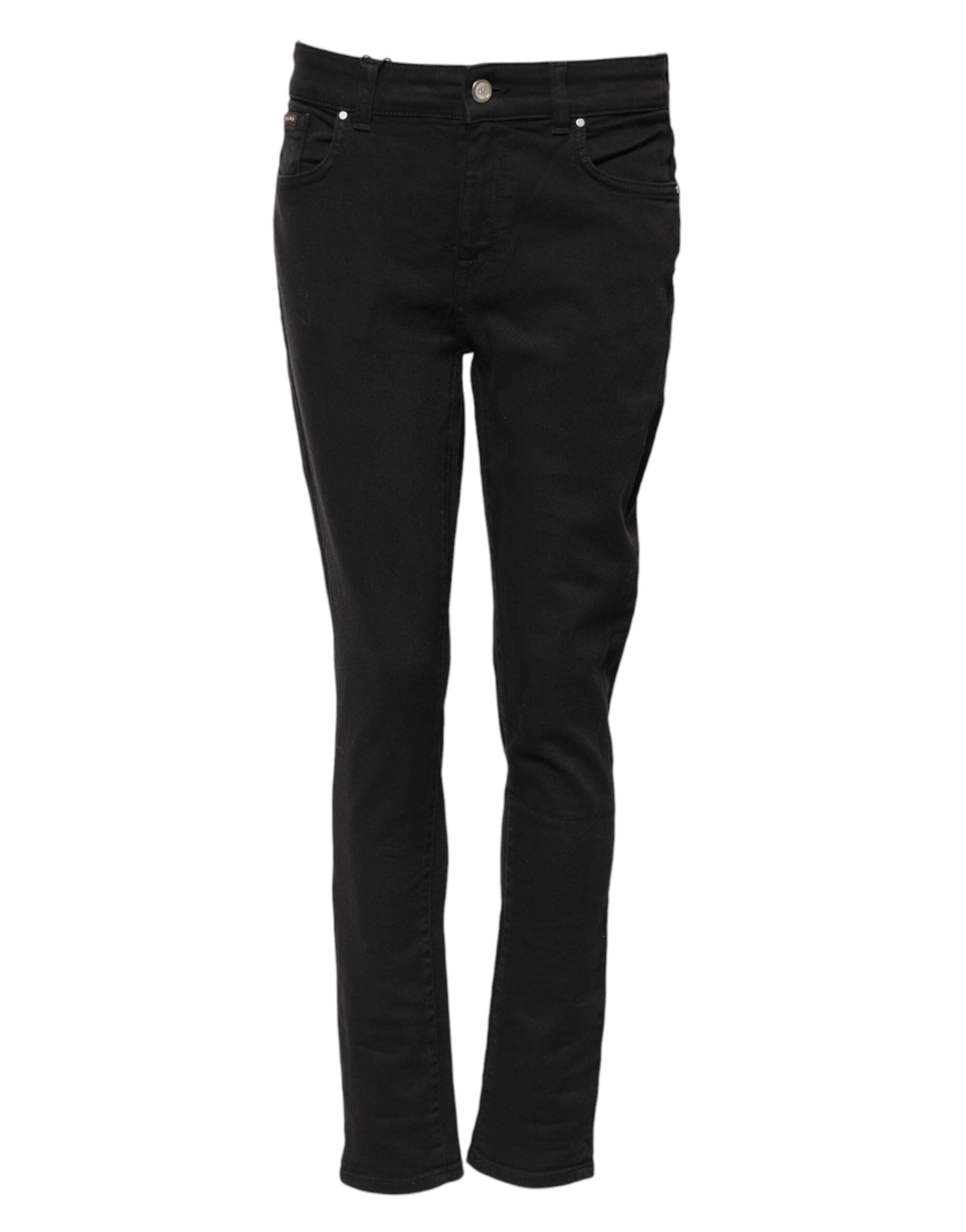 Dolce & Gabbana Schwarze Skinny Jeans aus Baumwolldenim mit mittlerer Bundhöhe