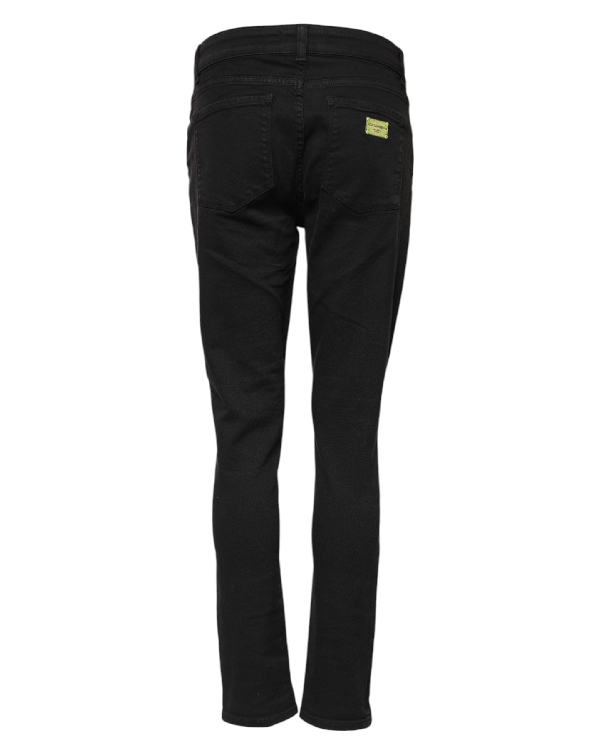 Dolce & Gabbana Schwarze Skinny Jeans aus Baumwolldenim mit mittlerer Bundhöhe