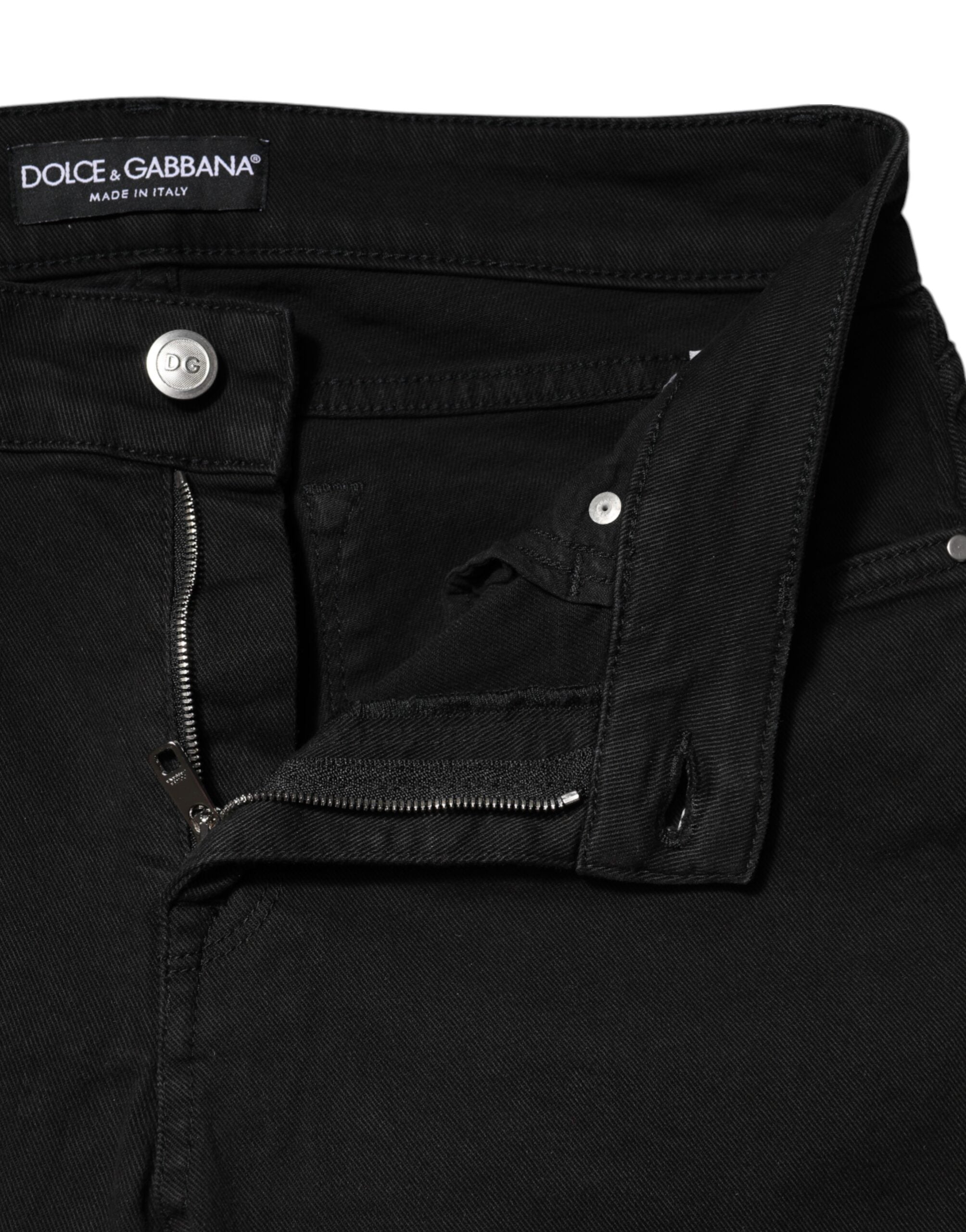 Dolce & Gabbana Schwarze Skinny Jeans aus Baumwolldenim mit mittlerer Bundhöhe