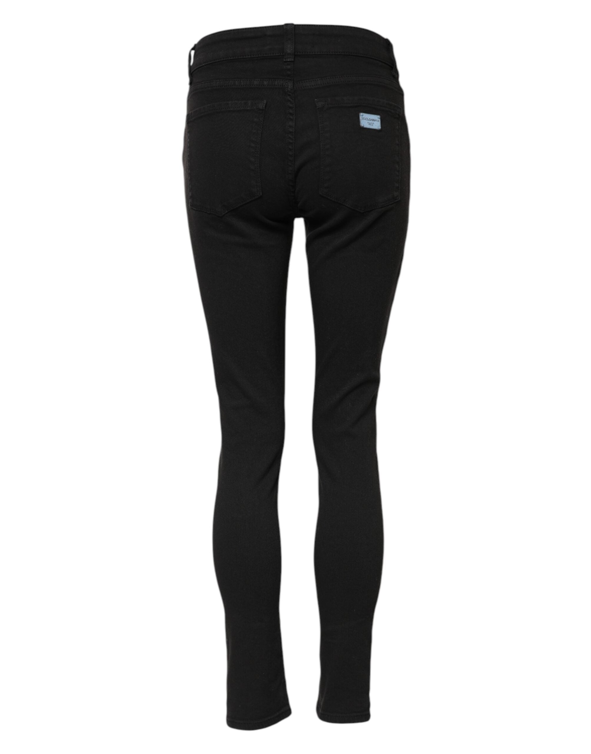 Dolce & Gabbana Schwarze Skinny Jeans aus Baumwolldenim mit mittlerer Bundhöhe