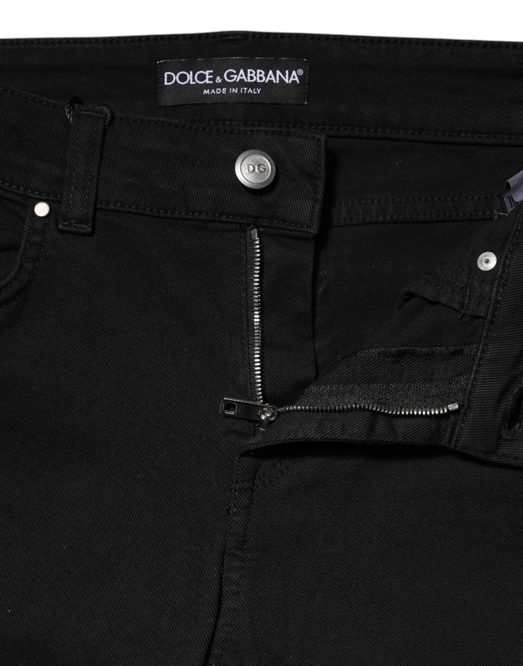 Dolce & Gabbana Schwarze Skinny Jeans aus Baumwolldenim mit mittlerer Bundhöhe