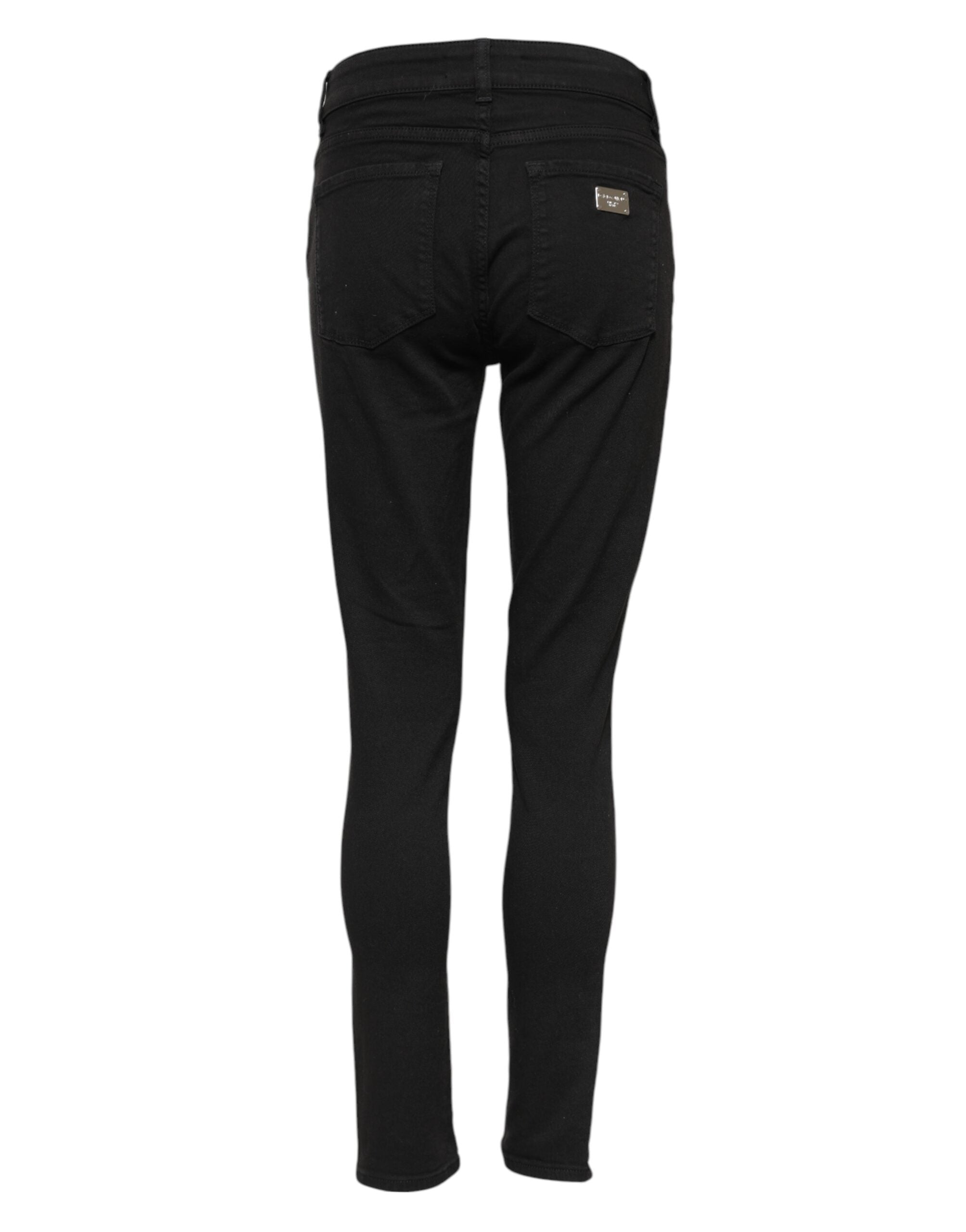 Dolce & Gabbana Schwarze Skinny Jeans aus Baumwolldenim mit mittlerer Bundhöhe