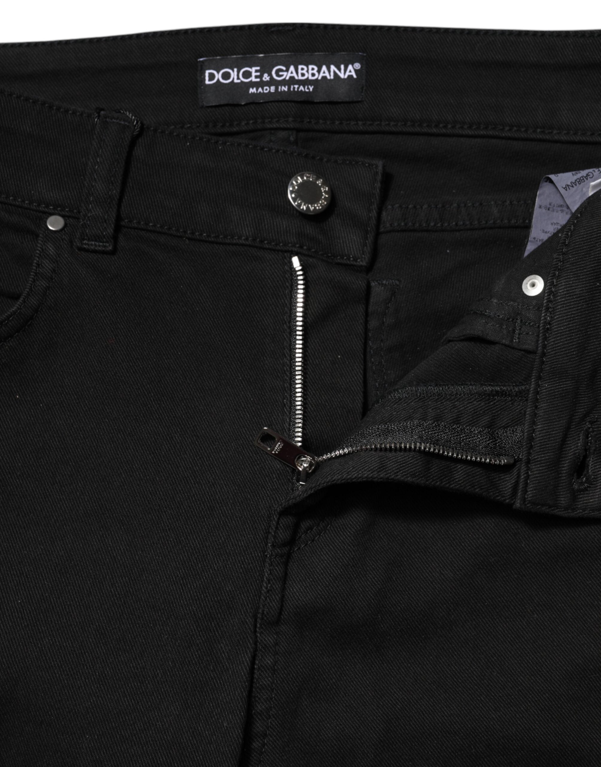 Dolce & Gabbana Schwarze Skinny Jeans aus Baumwolldenim mit mittlerer Bundhöhe