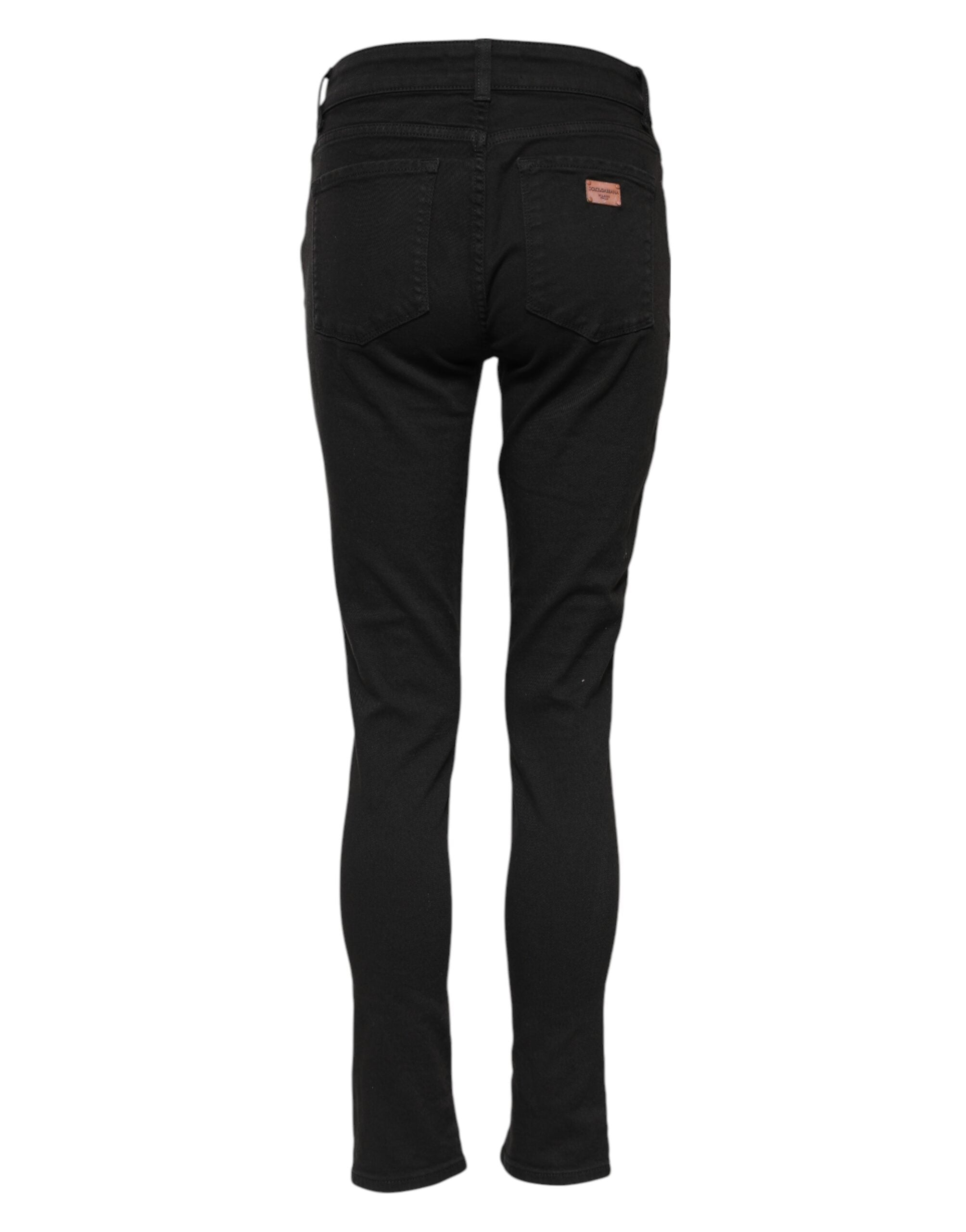 Dolce & Gabbana Schwarze Skinny Jeans aus Baumwolldenim mit mittlerer Bundhöhe