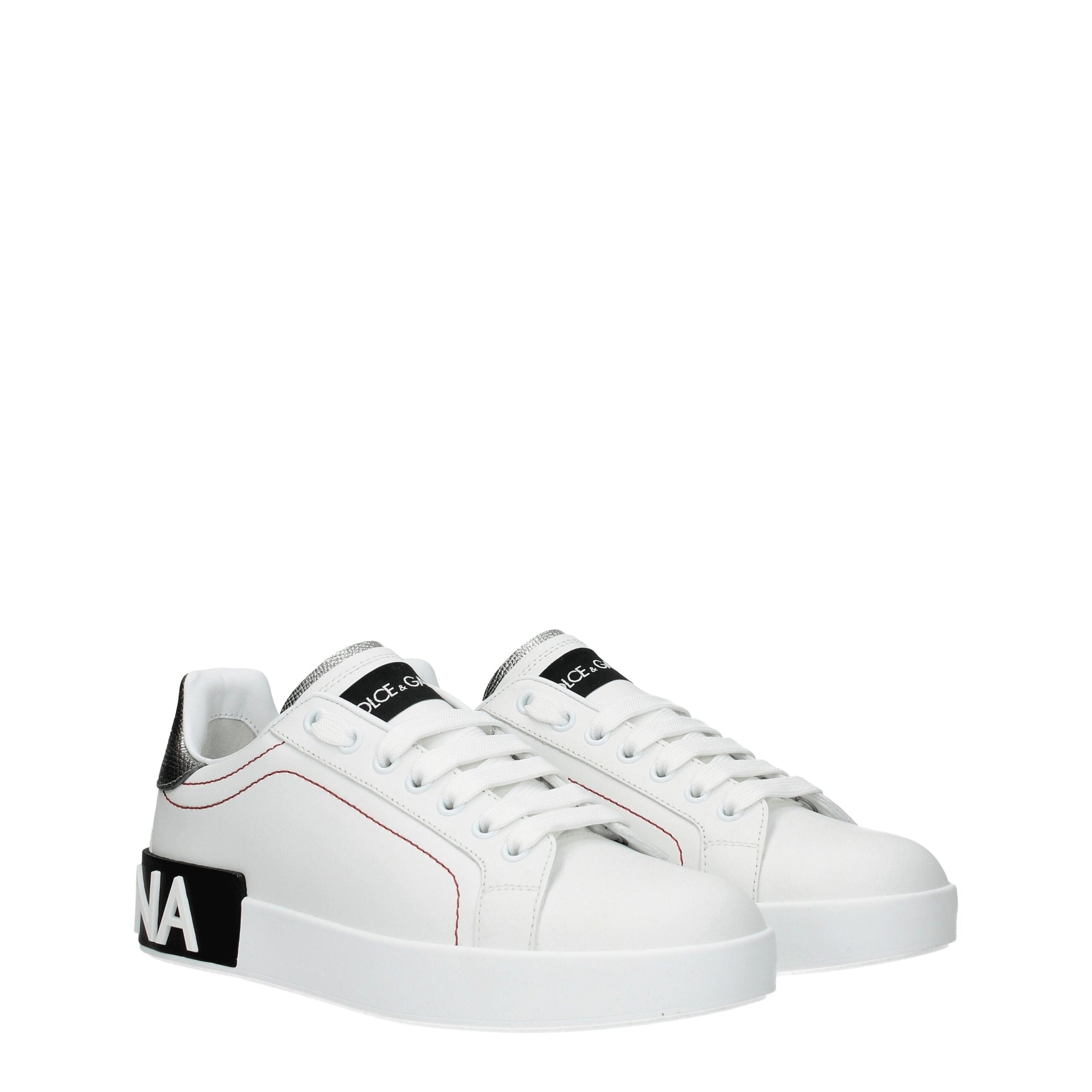 Dolce & Gabbana Weiße Low-Top-Sneaker aus Leder