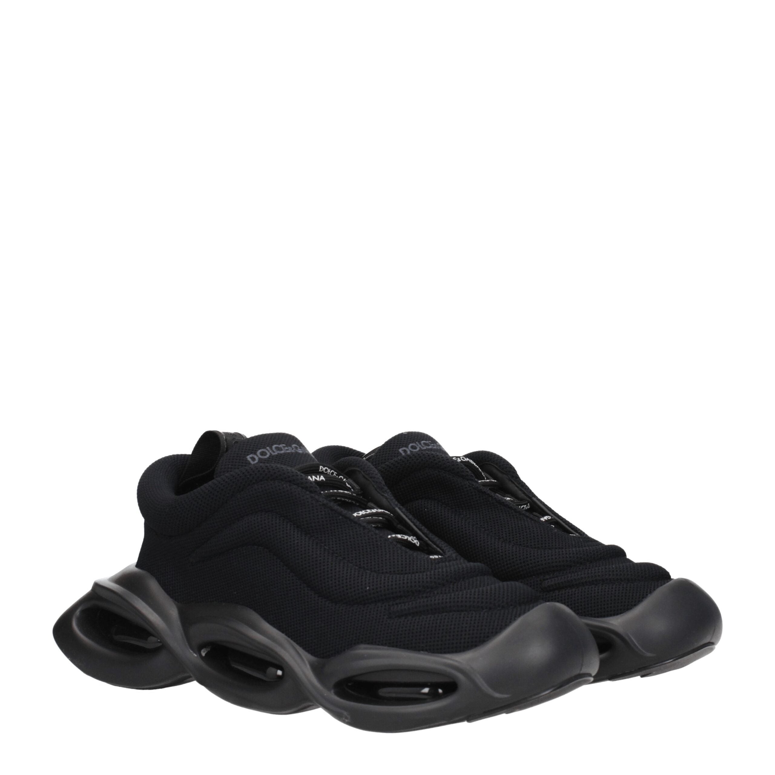 Dolce & Gabbana Schwarze Stoff-Sneaker mit klobiger Sohle