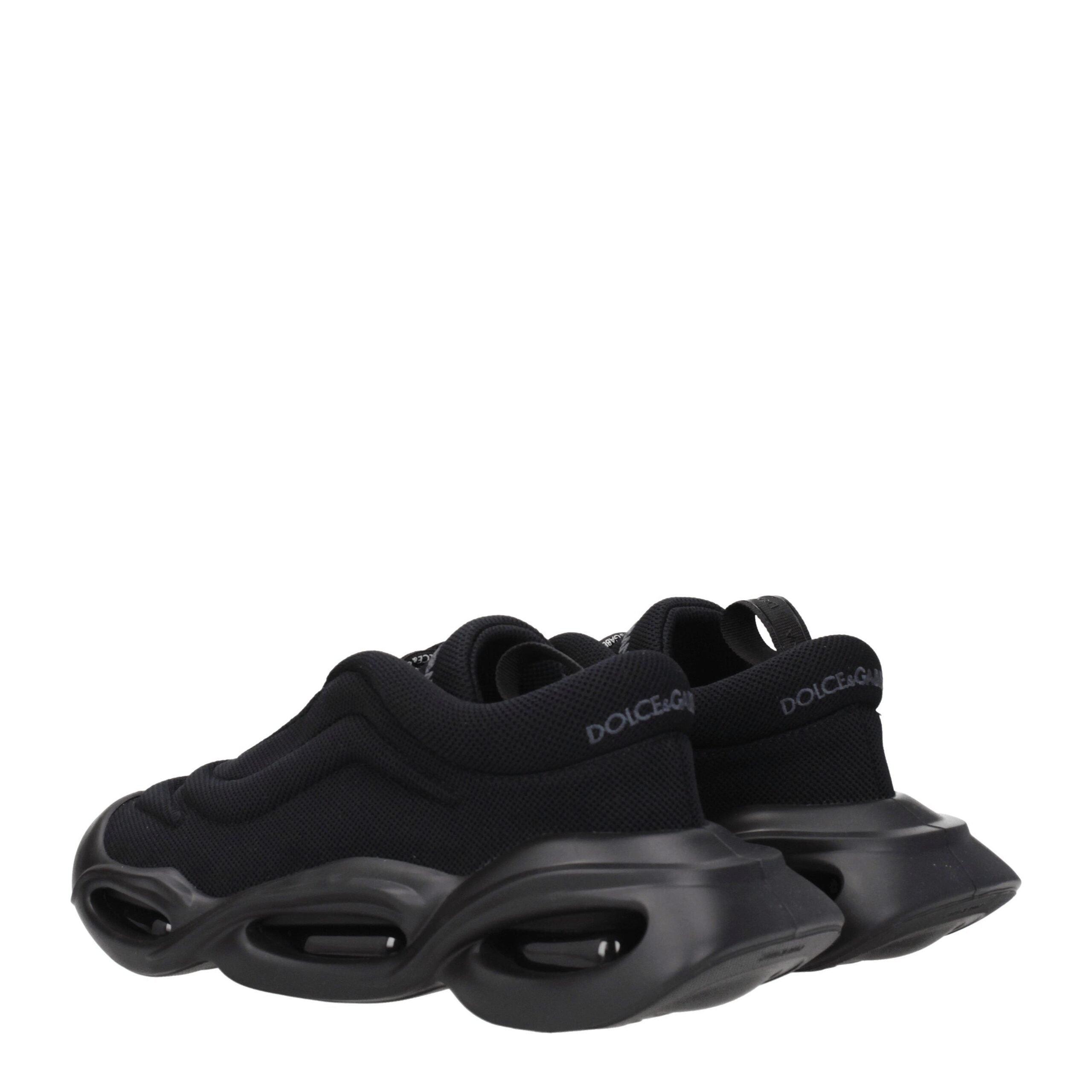 Dolce & Gabbana Schwarze Stoff-Sneaker mit klobiger Sohle