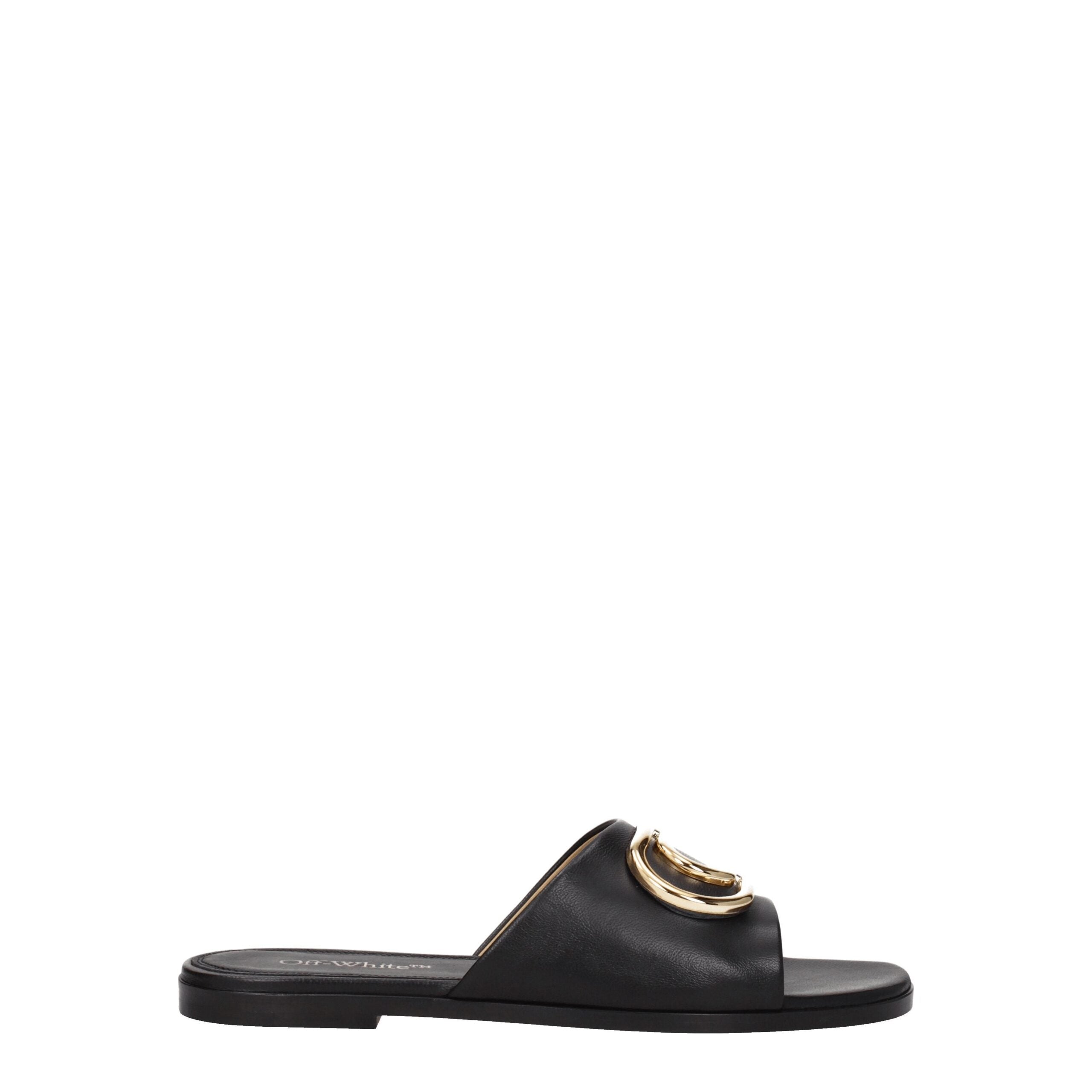 Off-White Schwarze Leder-Slipper
