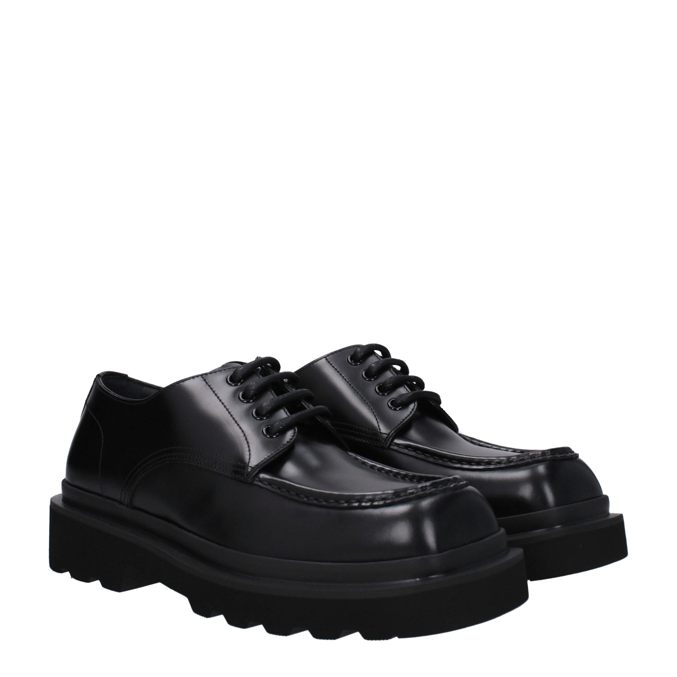 Dolce & Gabbana Schwarze Oxford- und Derby-Schuhe aus Leder