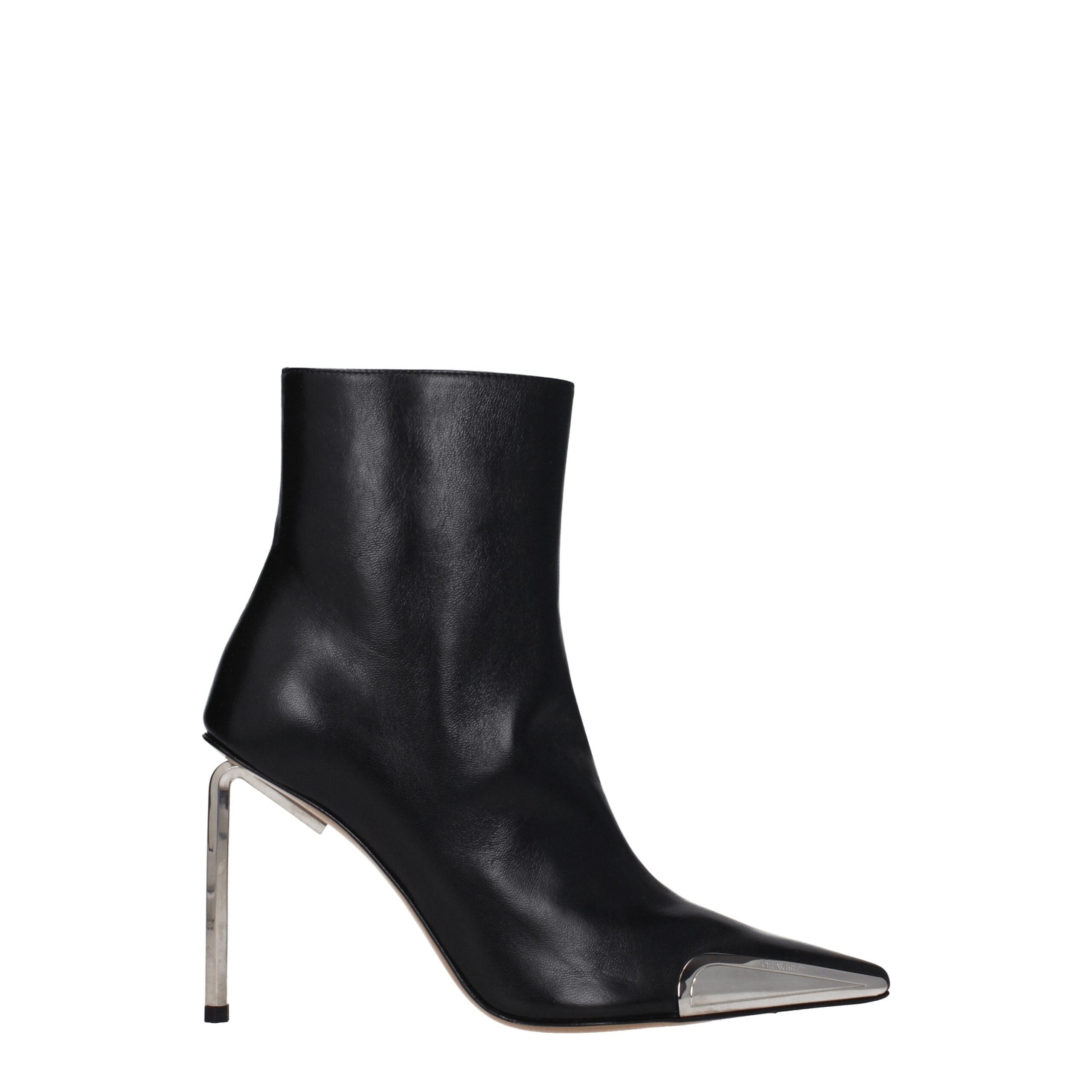 Off-White Schwarze Leder-Stiefeletten