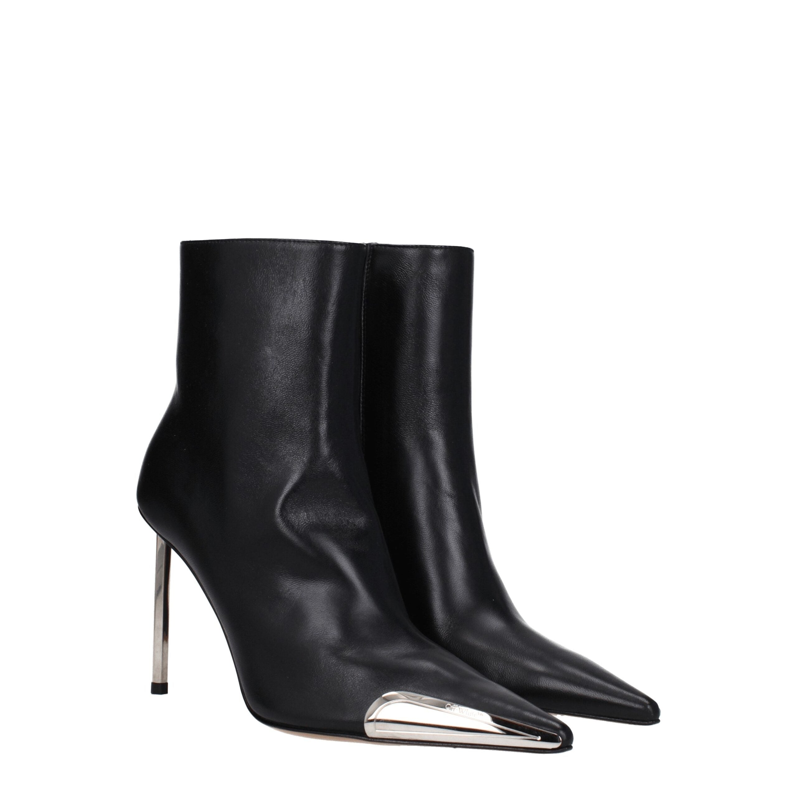 Off-White Schwarze Leder-Stiefeletten