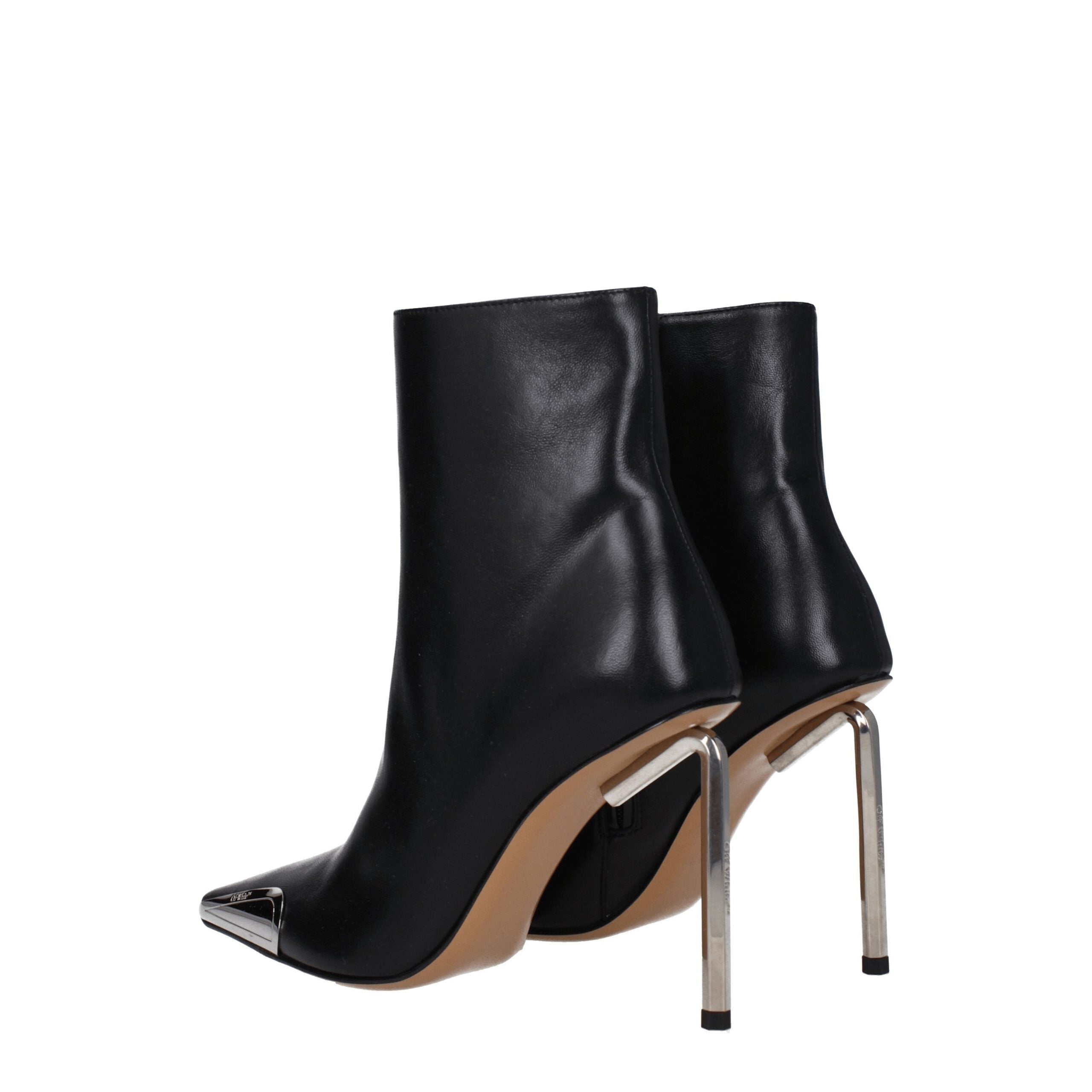 Off-White Schwarze Leder-Stiefeletten
