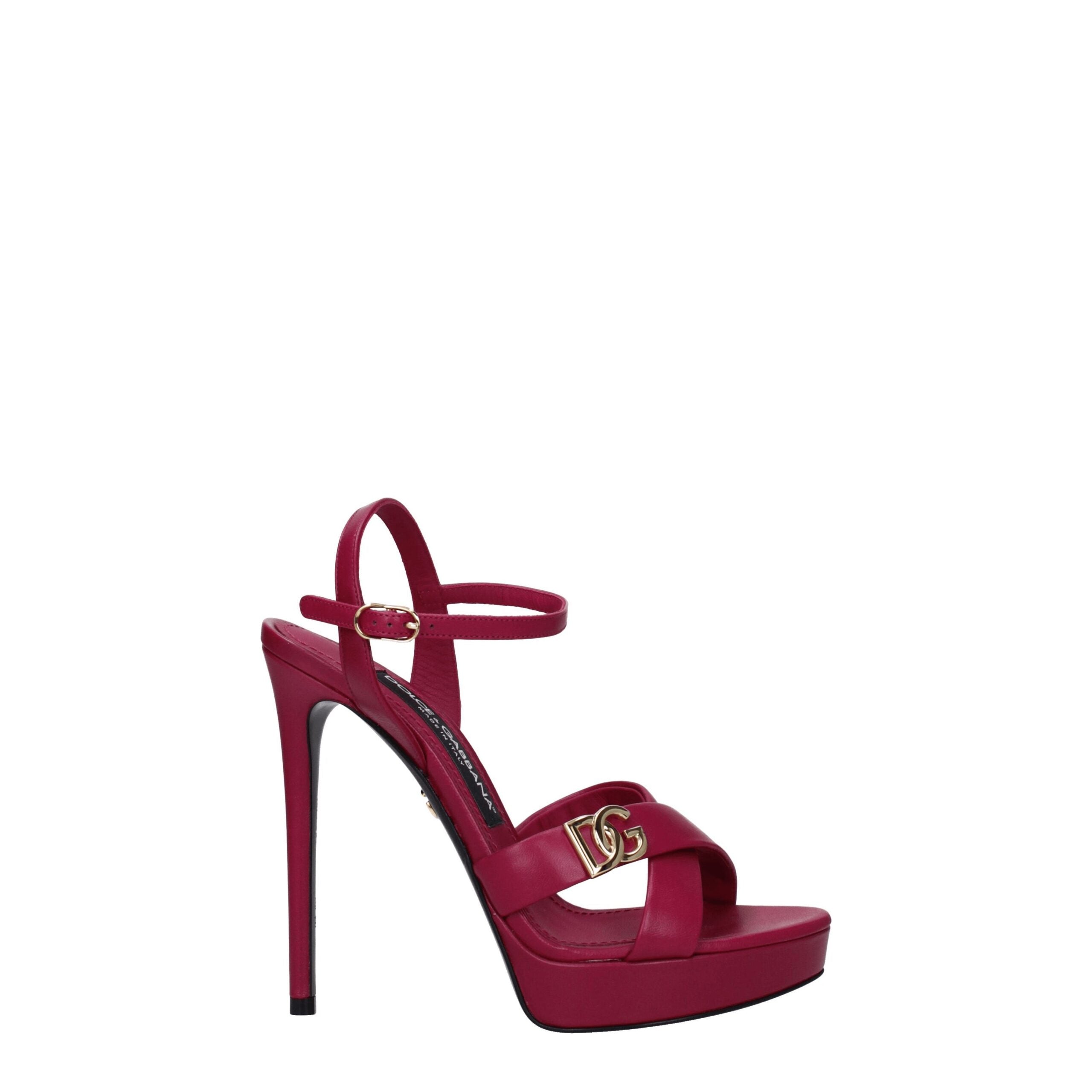 Dolce & Gabbana Rosa Sandalen mit Plateauabsatz aus Leder