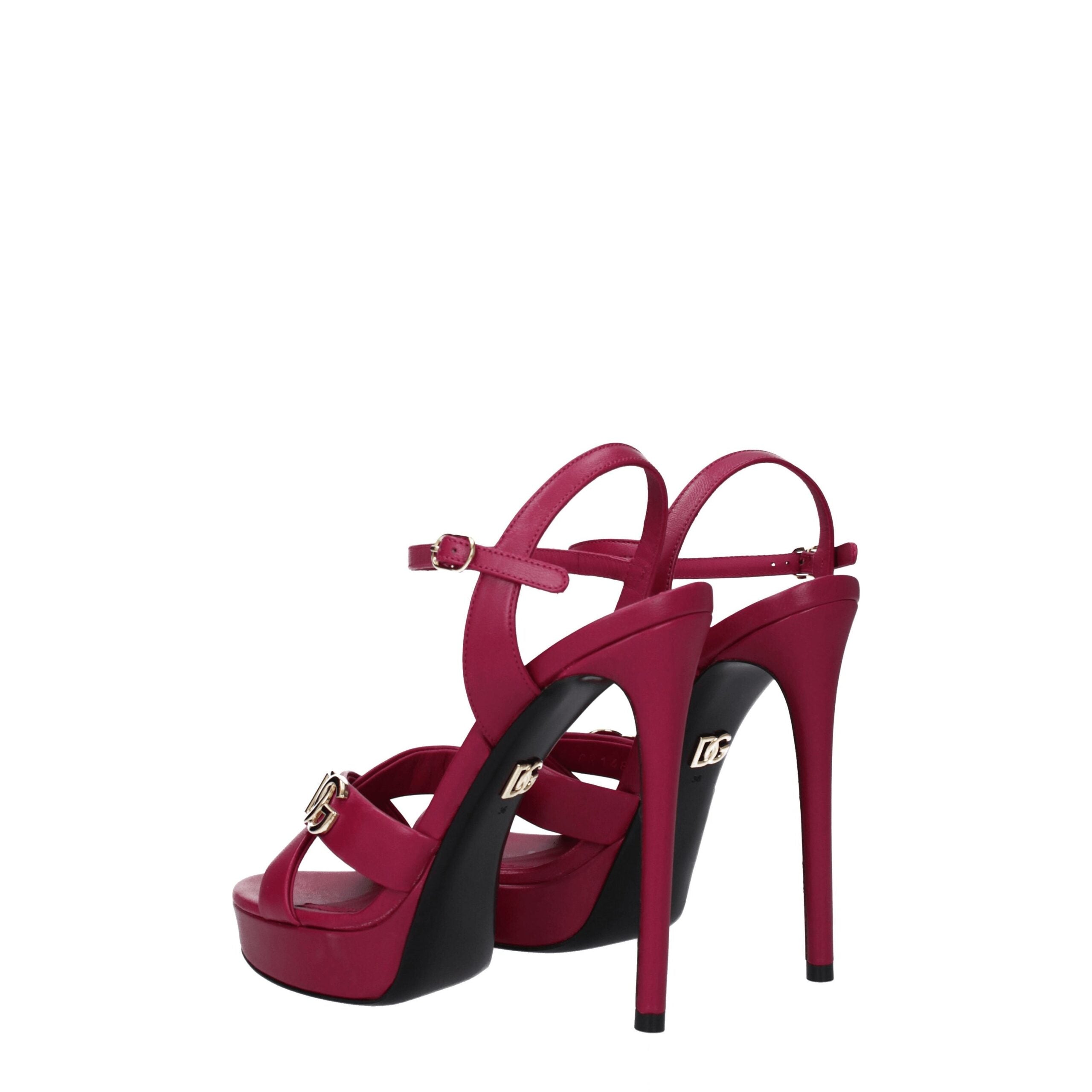 Dolce & Gabbana Rosa Sandalen mit Plateauabsatz aus Leder