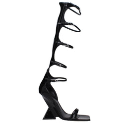 The Attico Schwarze Leder-Stiletto-Sandalen