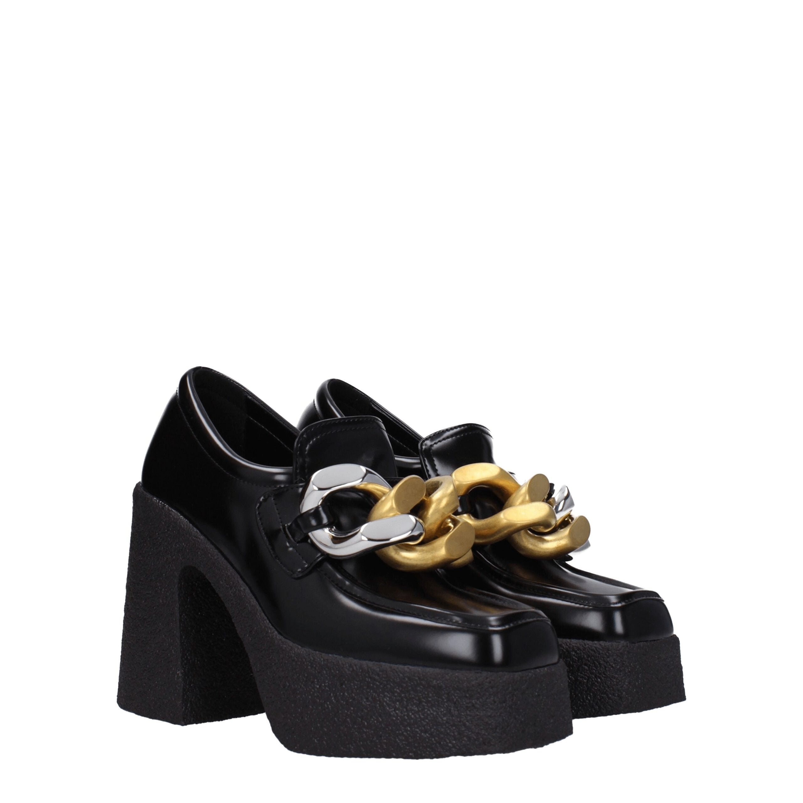 Stella McCartney Schwarze Leder Plateaulofers
