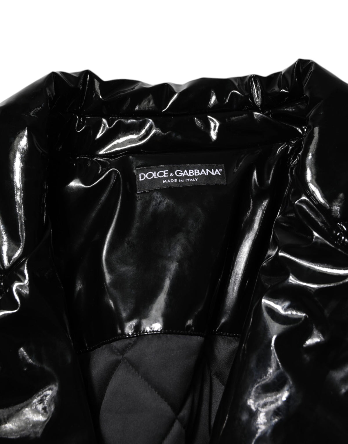 Dolce & Gabbana Polyester Schwarzer gesteppter Puffermantel Jacke