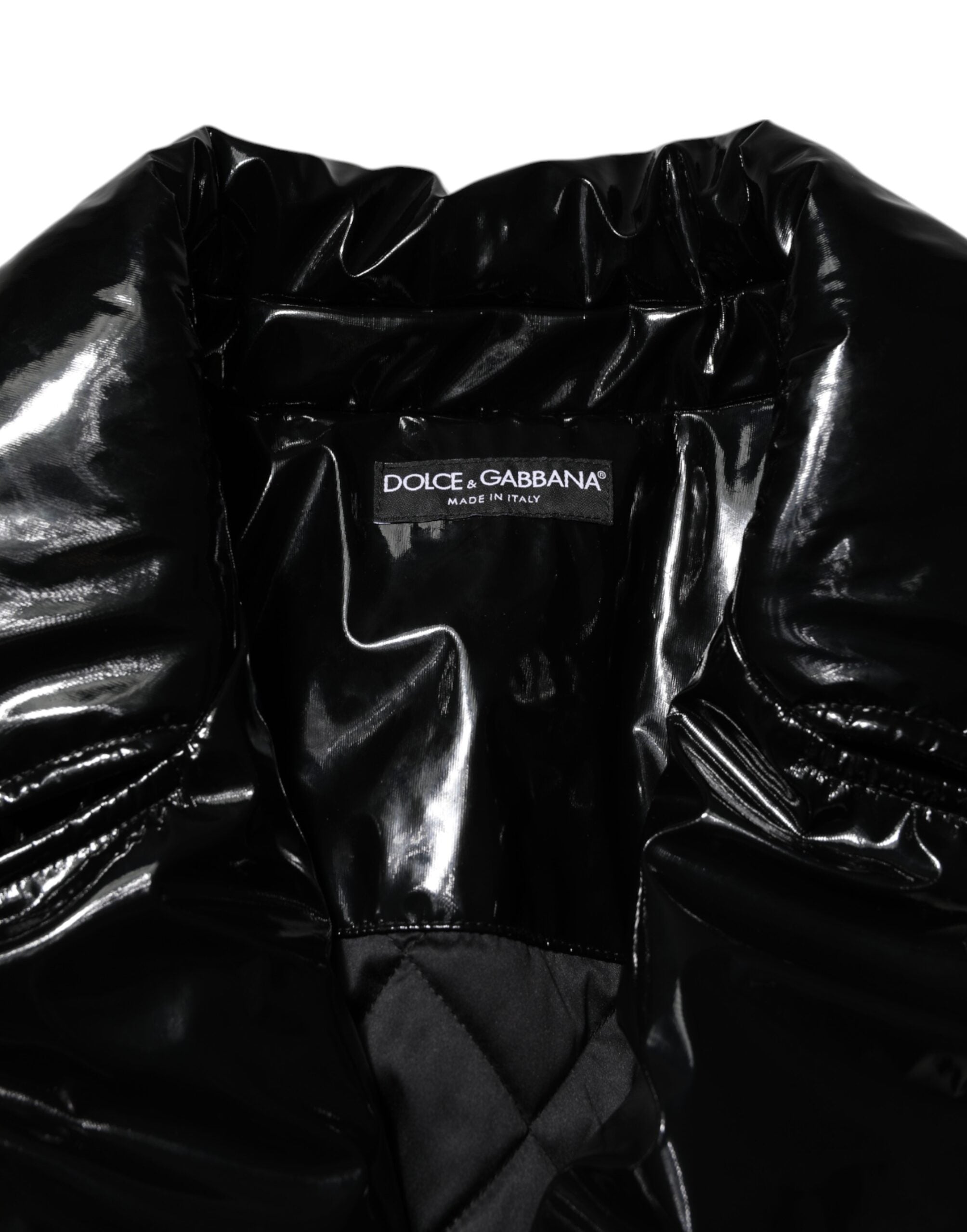 Dolce & Gabbana Schwarzer Polyester-Puffermantel mit Steppung Jacke