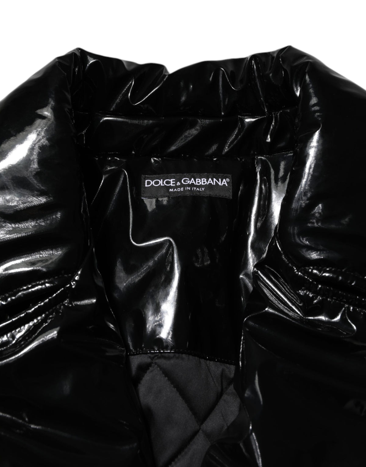Dolce & Gabbana Schwarzer Polyester-Puffermantel mit Steppung Jacke