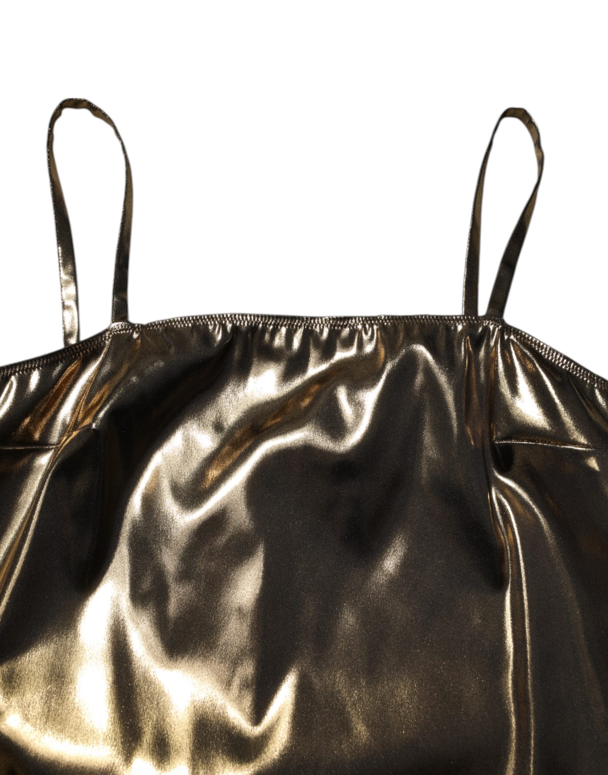 Dolce & Gabbana Metallic Gold Ärmelloses A-Linien-Minikleid