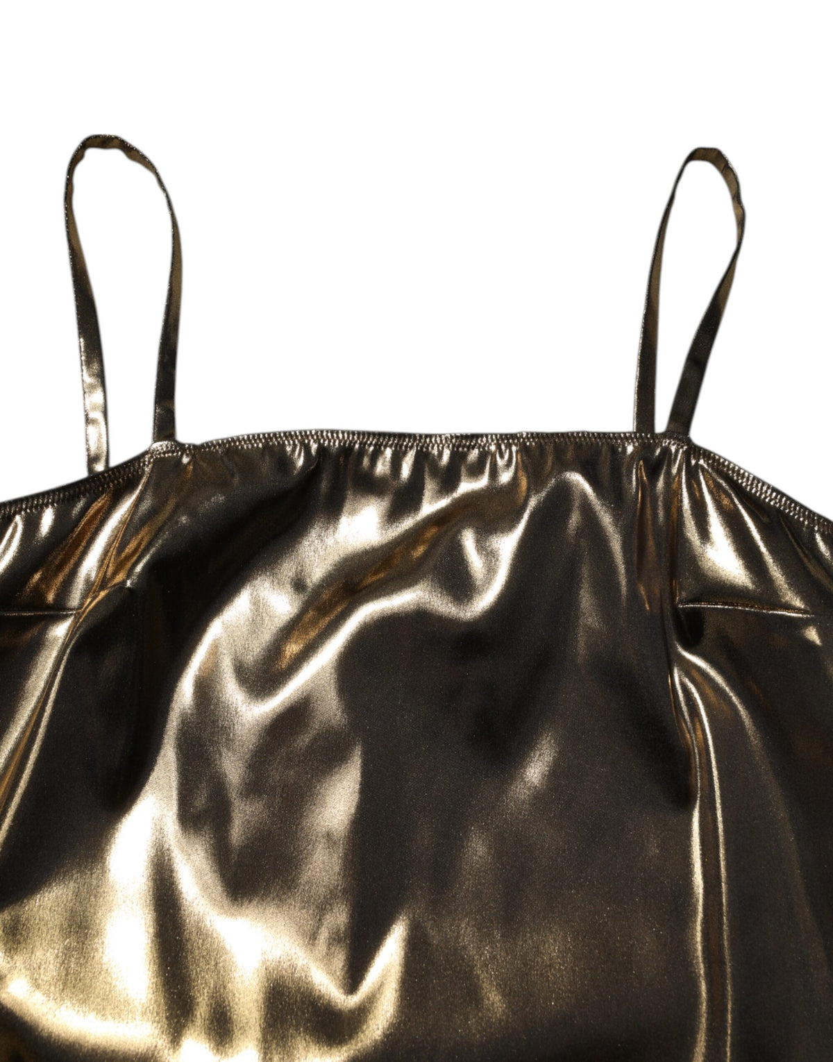 Dolce & Gabbana Metallic Gold Ärmelloses A-Linien-Minikleid