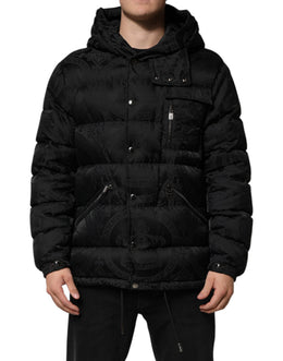 Dolce & Gabbana Schwarze Jacquard-Kapuzenjacke mit Steppmuster