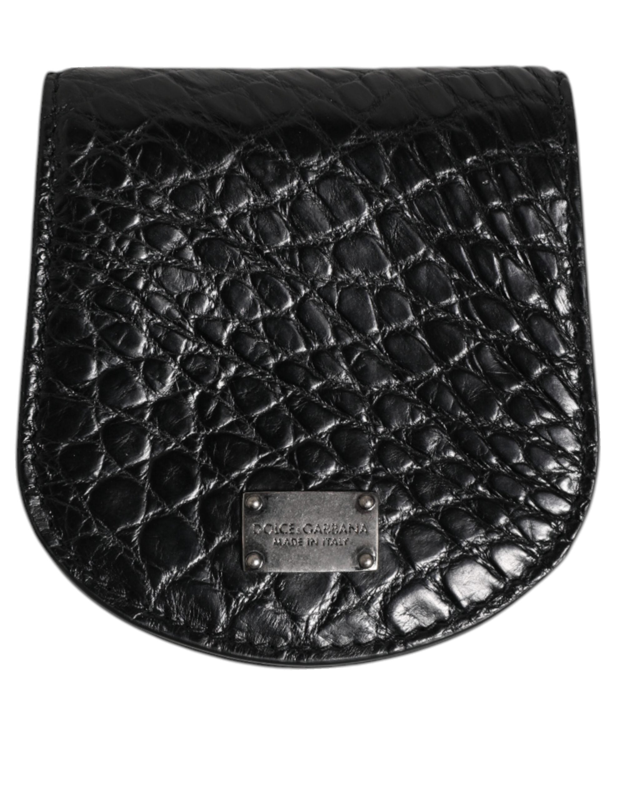 Dolce & Gabbana Schwarz Exotische Haut Münze Kondom Fall Halter Tasche Brieftasche